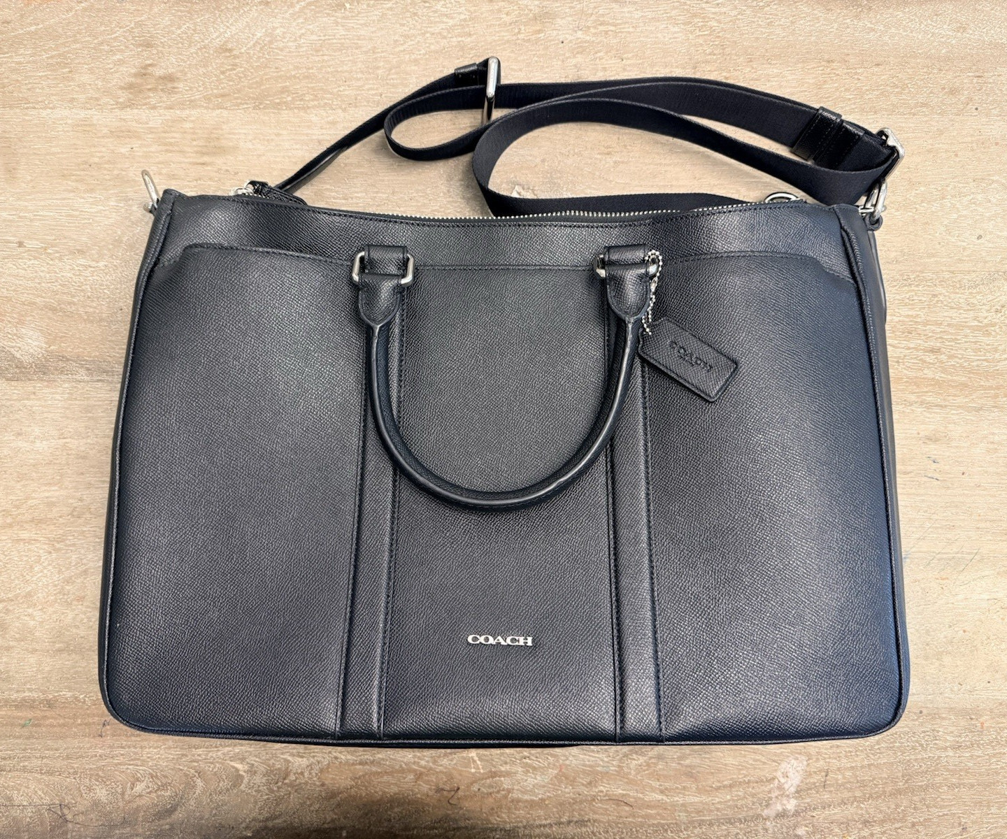 Coach Perry Metropolitan Tote in Black Crossgrain Leather