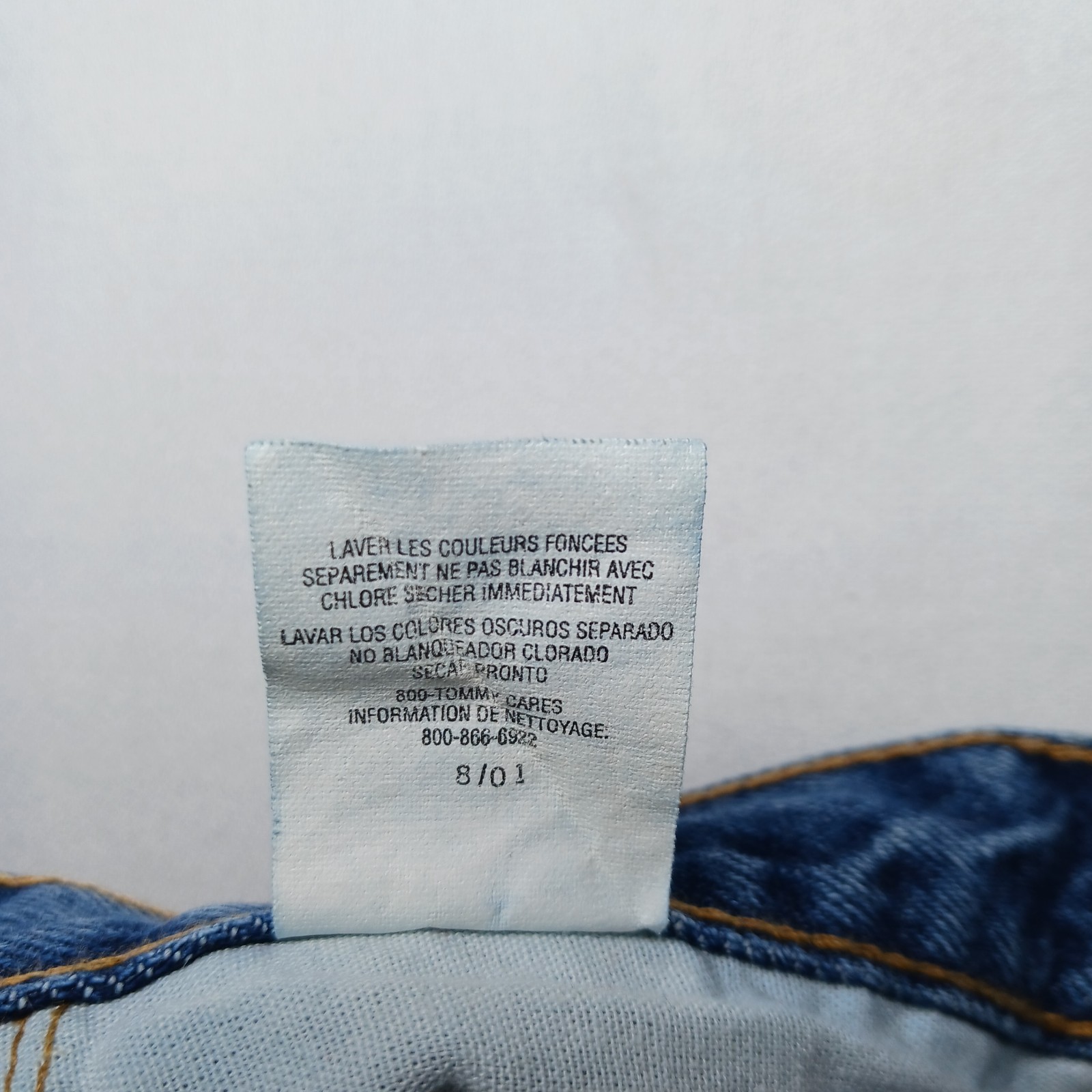 Vintage 2001 Tommy Hilfiger Mens Straight Leg Jean 26X30 Raw Blue Denim USA