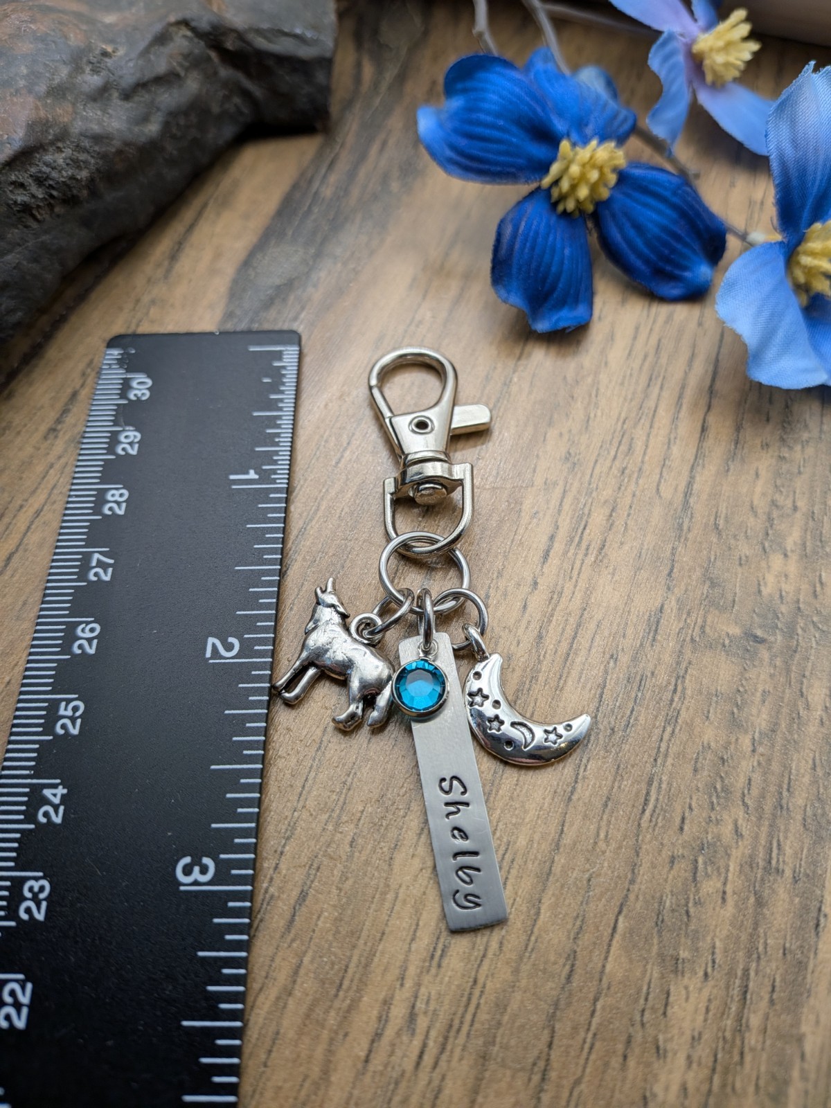 Wolf Purse Charm / Keychain Moon Keychain, Celestial Gift