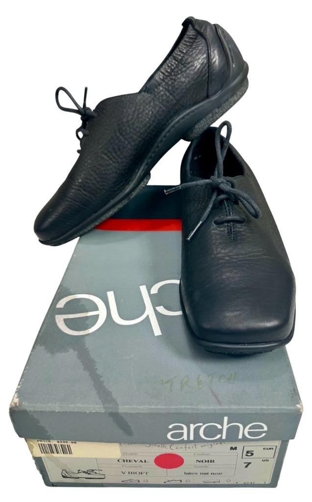 ARCHE France Black Leather Cheval Shoes With Box Size 7 US Original Retail $225