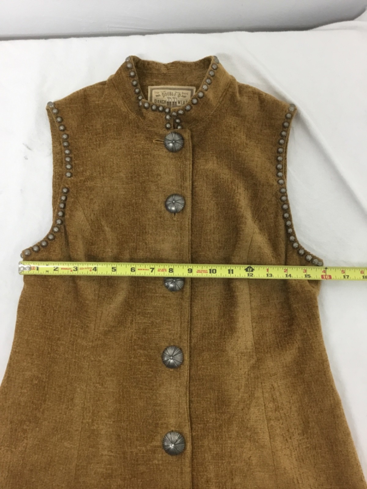 Double D Ranch Wear, Studded Vest, Button Down, Brown, Sz S, (SR896)