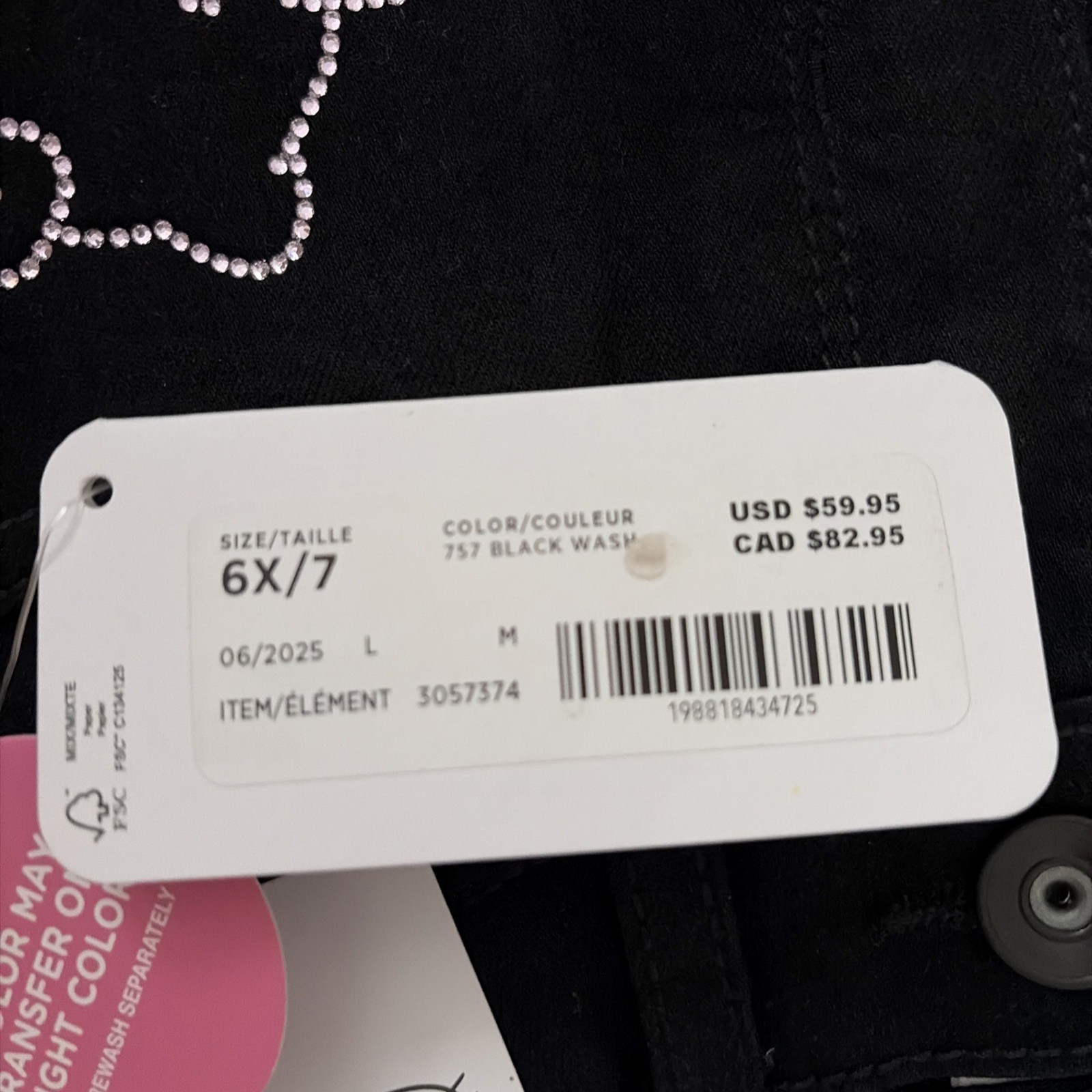 Hello Kitty The Children’s Place Black Jeans Girls Size 6x/7 New With Tags
