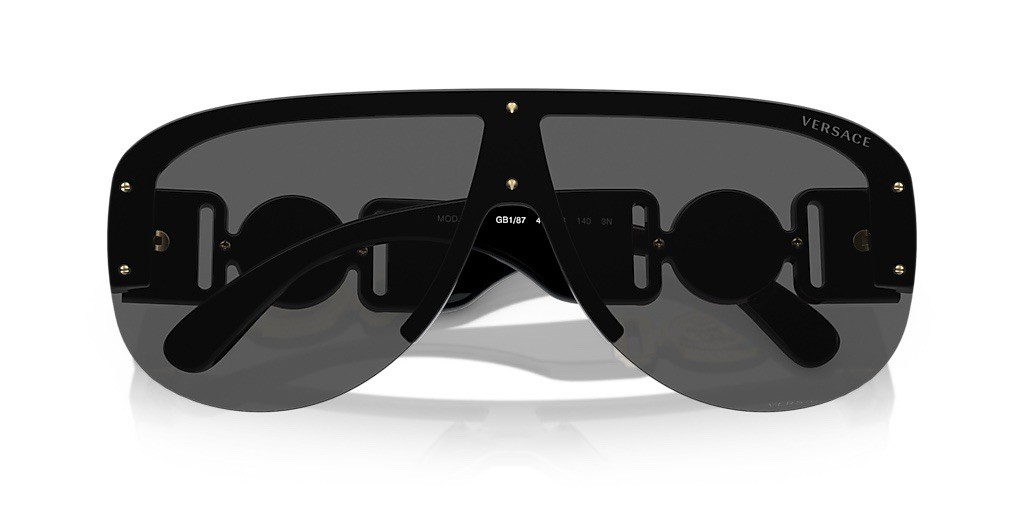 Versace VE 4391 GB1/87 Black Plastic Shield Sunglasses Grey Lens