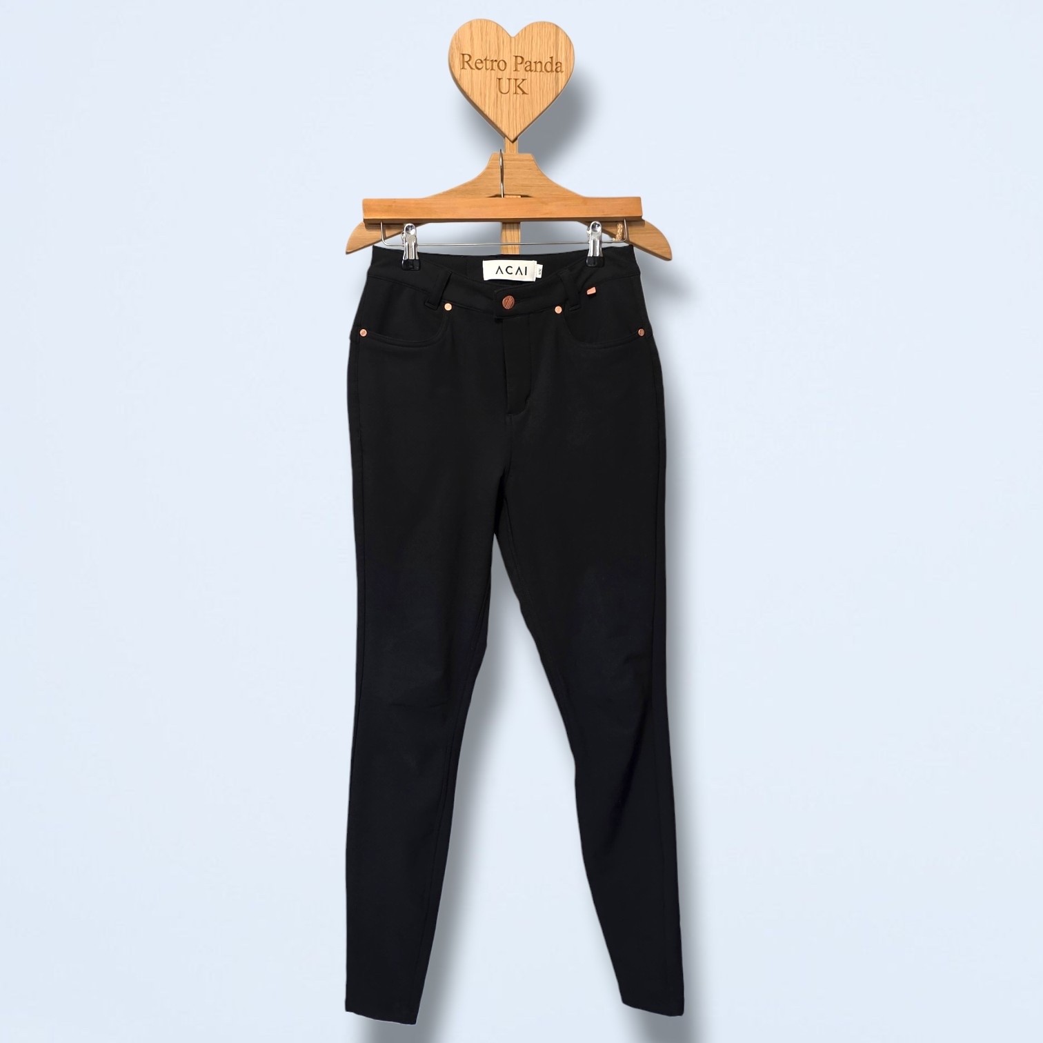 ACAI Thermal Skinny Trousers UK 8 26R Black Fleece Lined Stretch Outdoor Walking