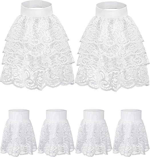 6-Piece White Newcotte Lace Jabot and Cuffs Neck Ruff Collar Detachable Coll…