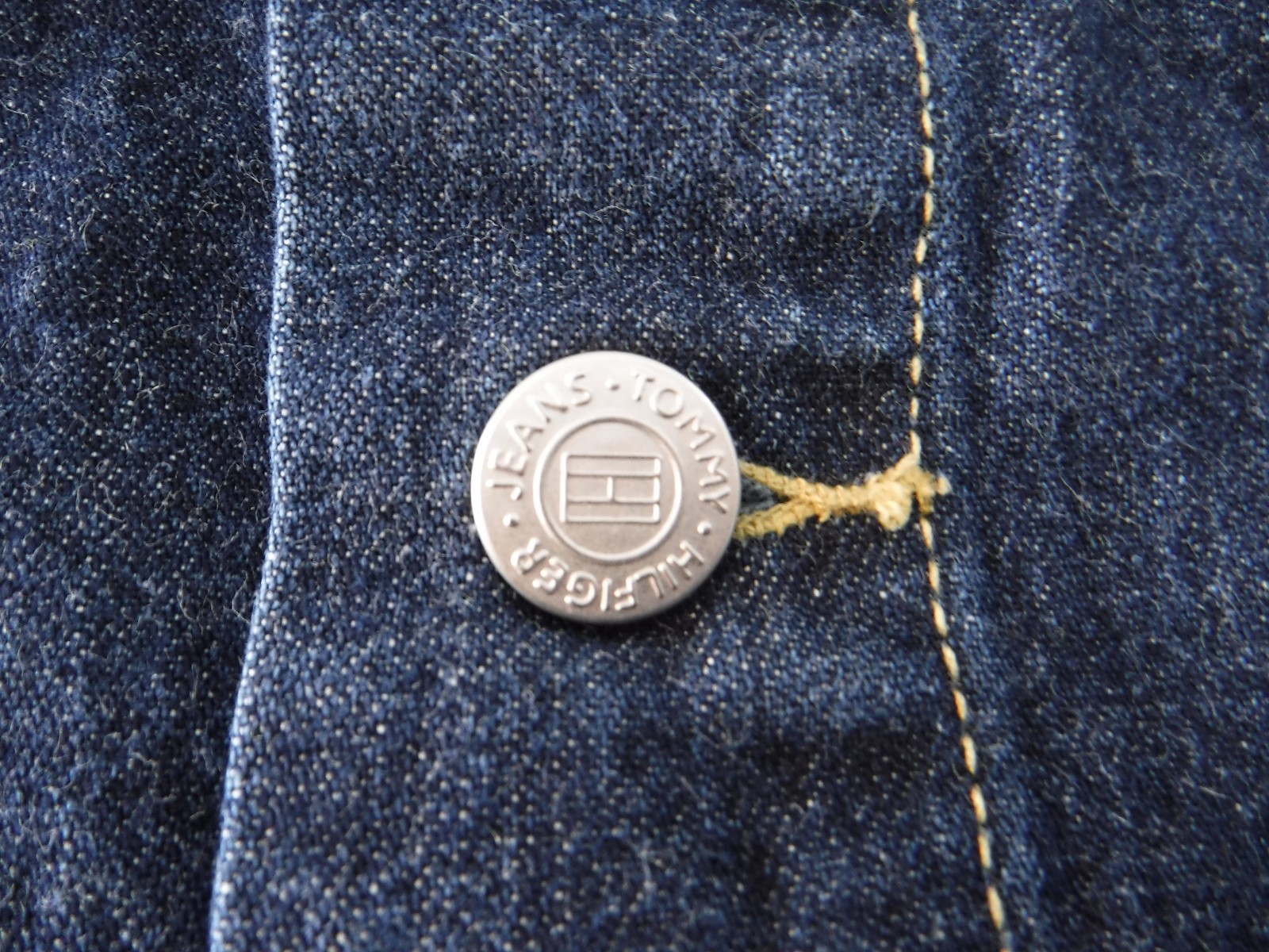 VINTAGE~TOMMY HILFIGER~Jean Jacket~Custom~PEACE HAND SIGN~Girls M~Hippie Art!