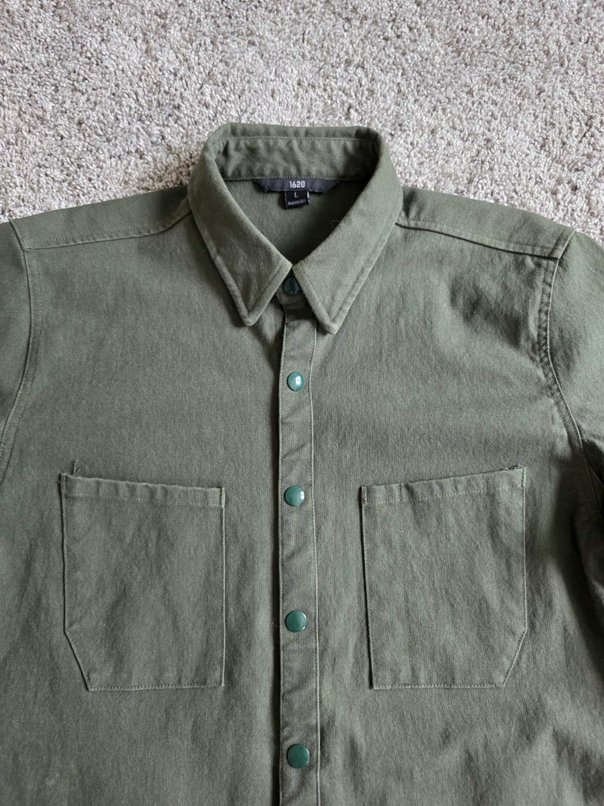 1620 Workwear CORDURA Snap Shirt SHACKET Jacket LARGE L Green Reinforced Elbow