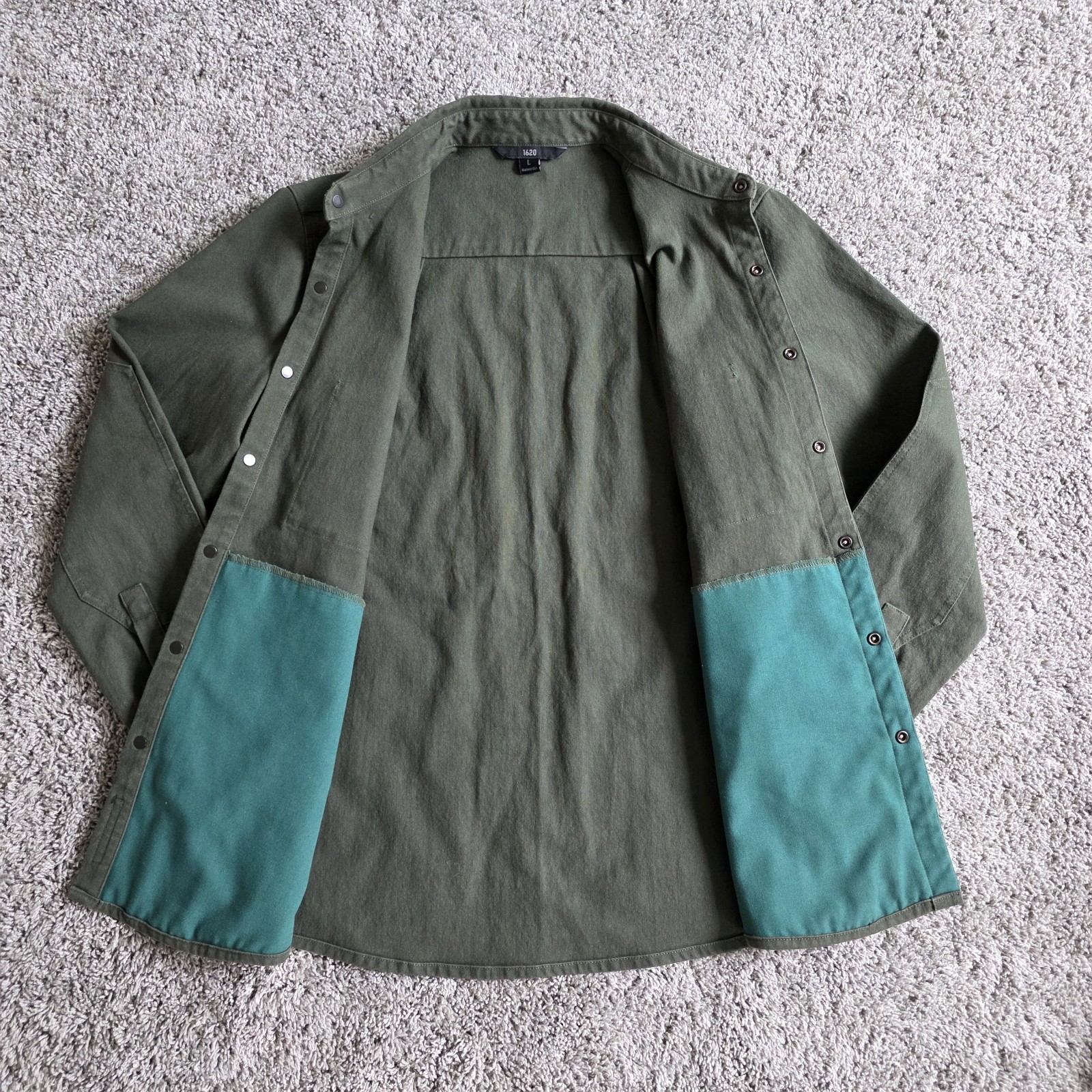 1620 Workwear CORDURA Snap Shirt SHACKET Jacket LARGE L Green Reinforced Elbow