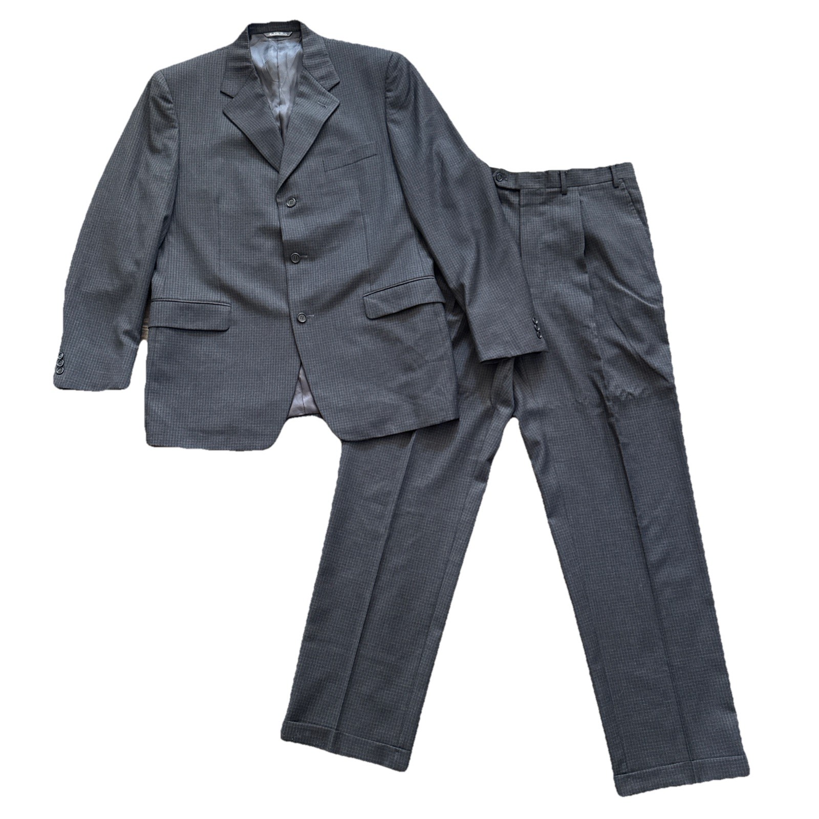 Canali Wool Suit 2 Piece Mens US 42R Gray Made In Italy IT 52R