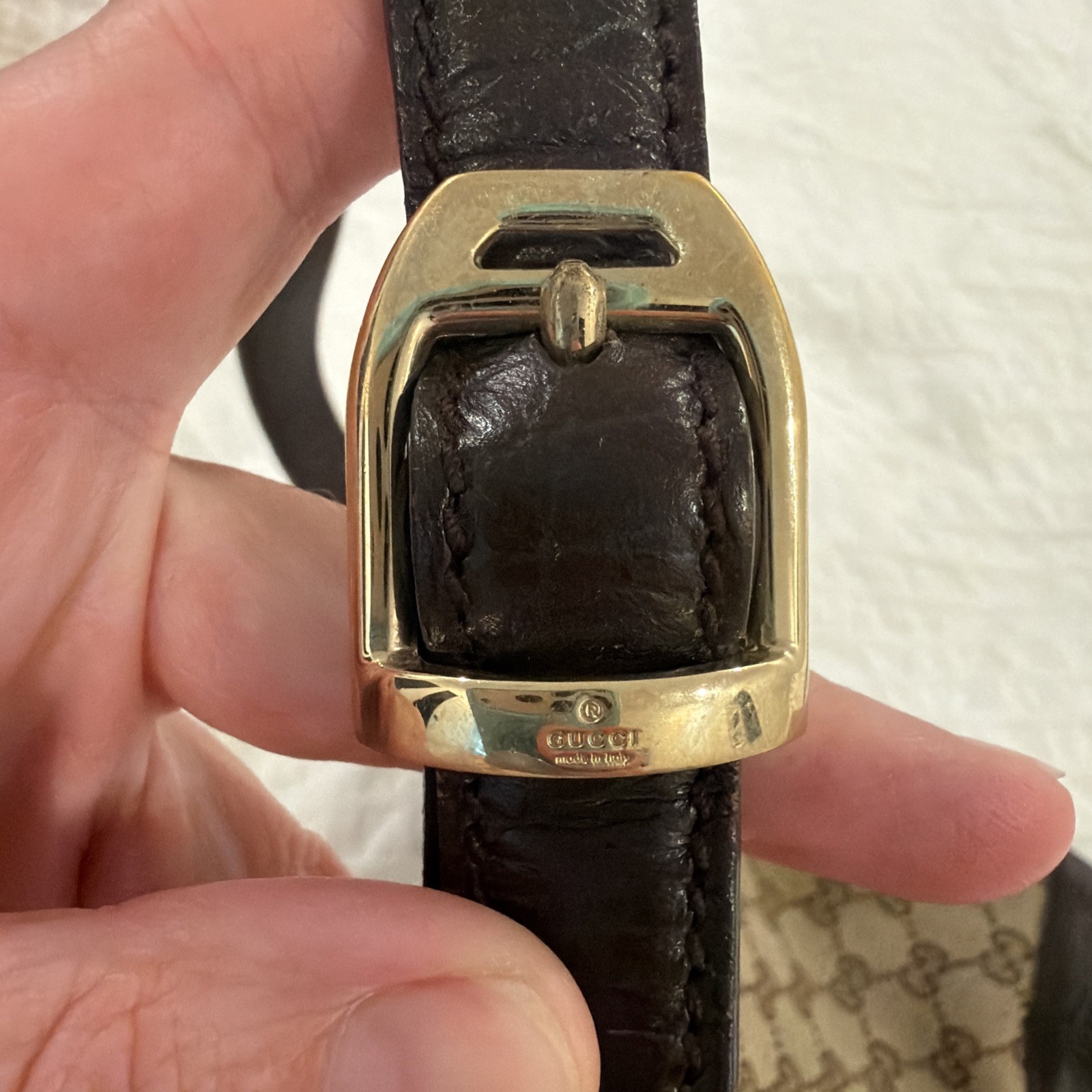 Gucci Heritage Horsebit Hobo In GG Canvas, Brown Leather Gold Bit