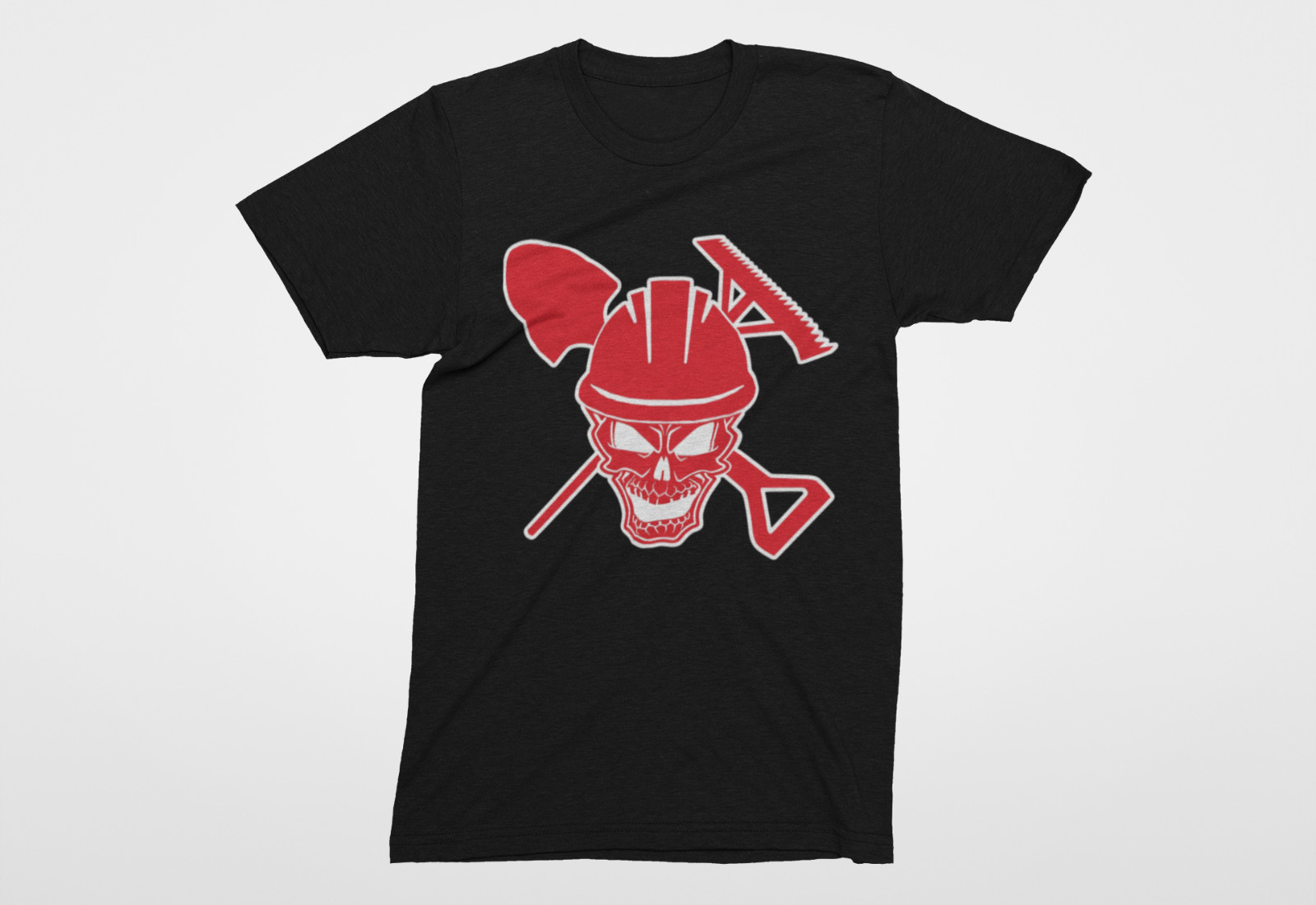 Construction Worker Skull T-Shirt – Hard Hat Builder Graphic Tee for Men