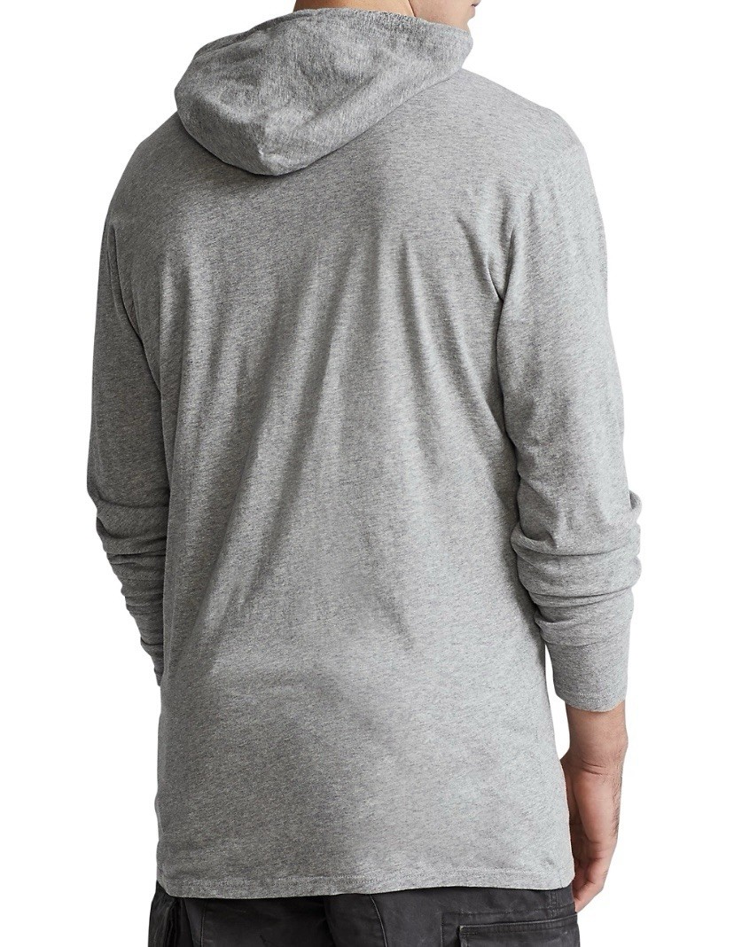 Polo Ralph Lauren Hooded Long Sleeve Cotton T Shirt Grey Heather Men’s XLT