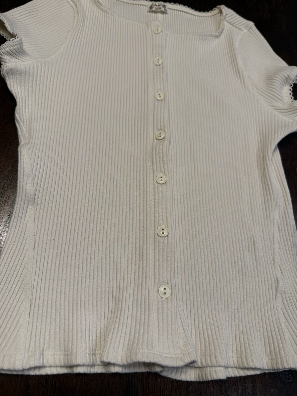 Intimately Free People Most Wanted Cardi Top Sz L Ribbed Button-Front in Ivory
