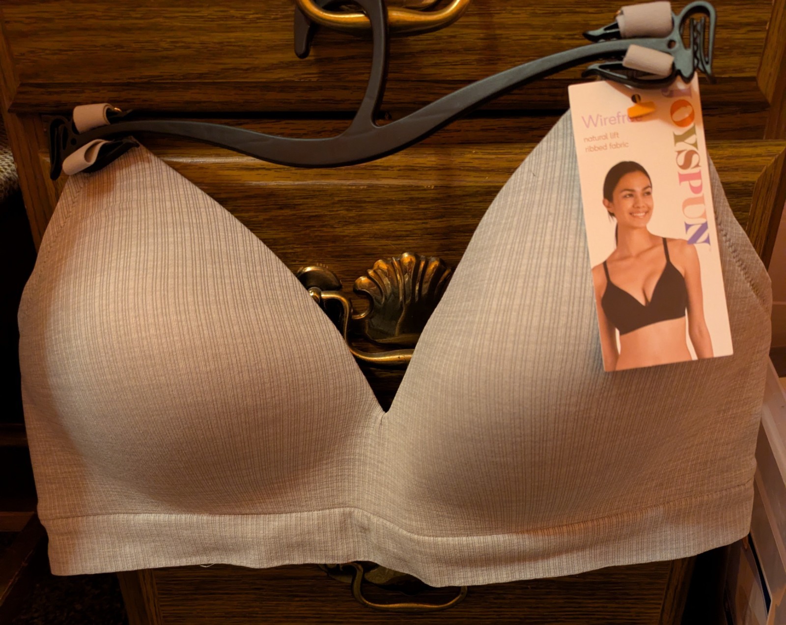 Joyspun XXXL Matte Mini Rib Wireless Bra Light Heather Grey