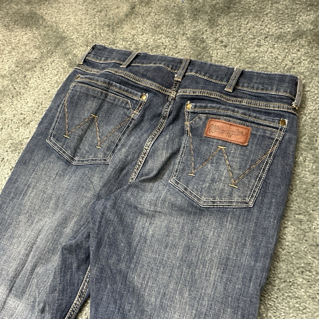 Wrangler Retro Dark Wash Slim Bootcut Fit Jeans Mens Sz 34×35
