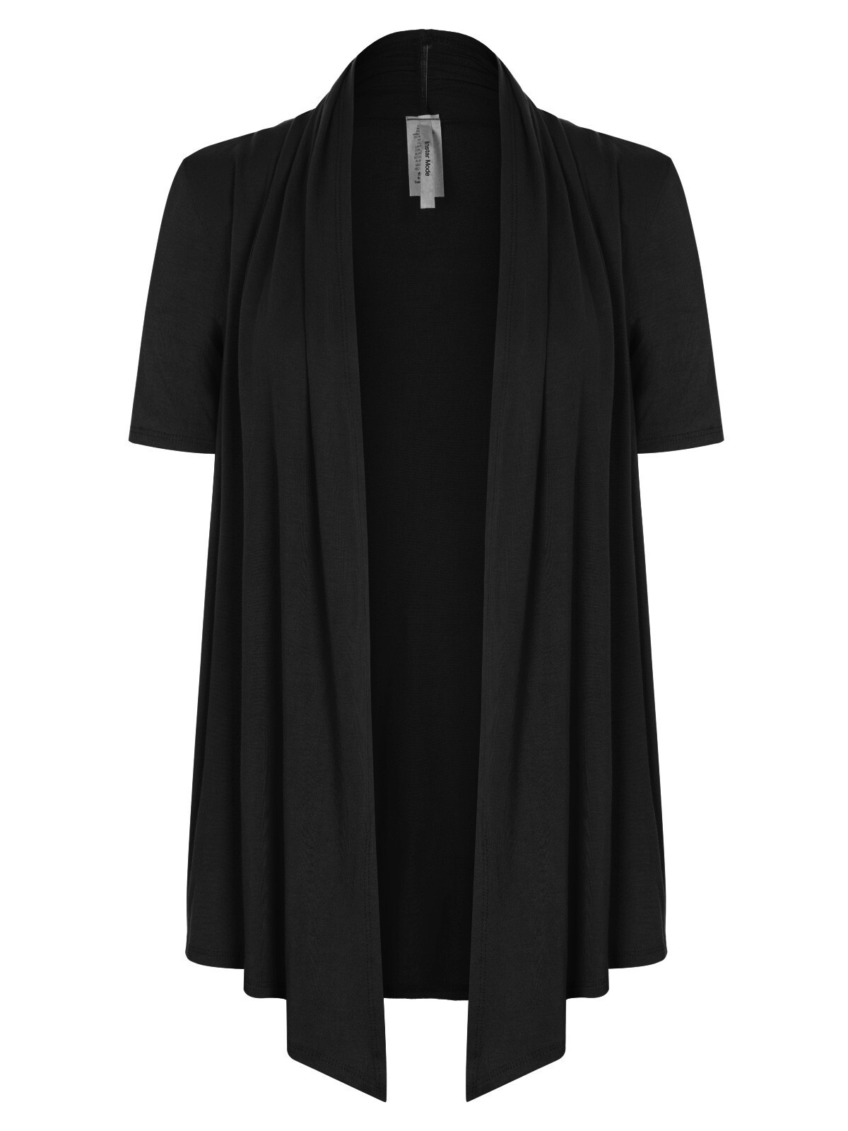 MixMatchy Solid Jersey Knit Short Sleeve Open Front Draped Cardigan