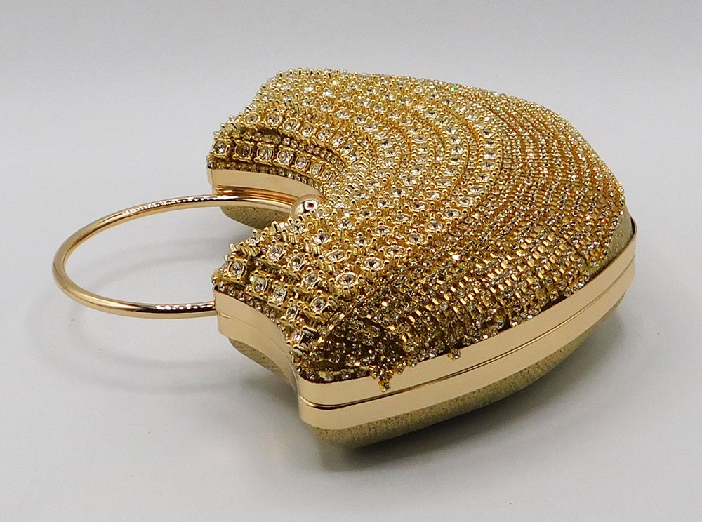 New Rhinestone Evening Handbag Handle Tassel Wedding Party Clutch Purse Gold5280