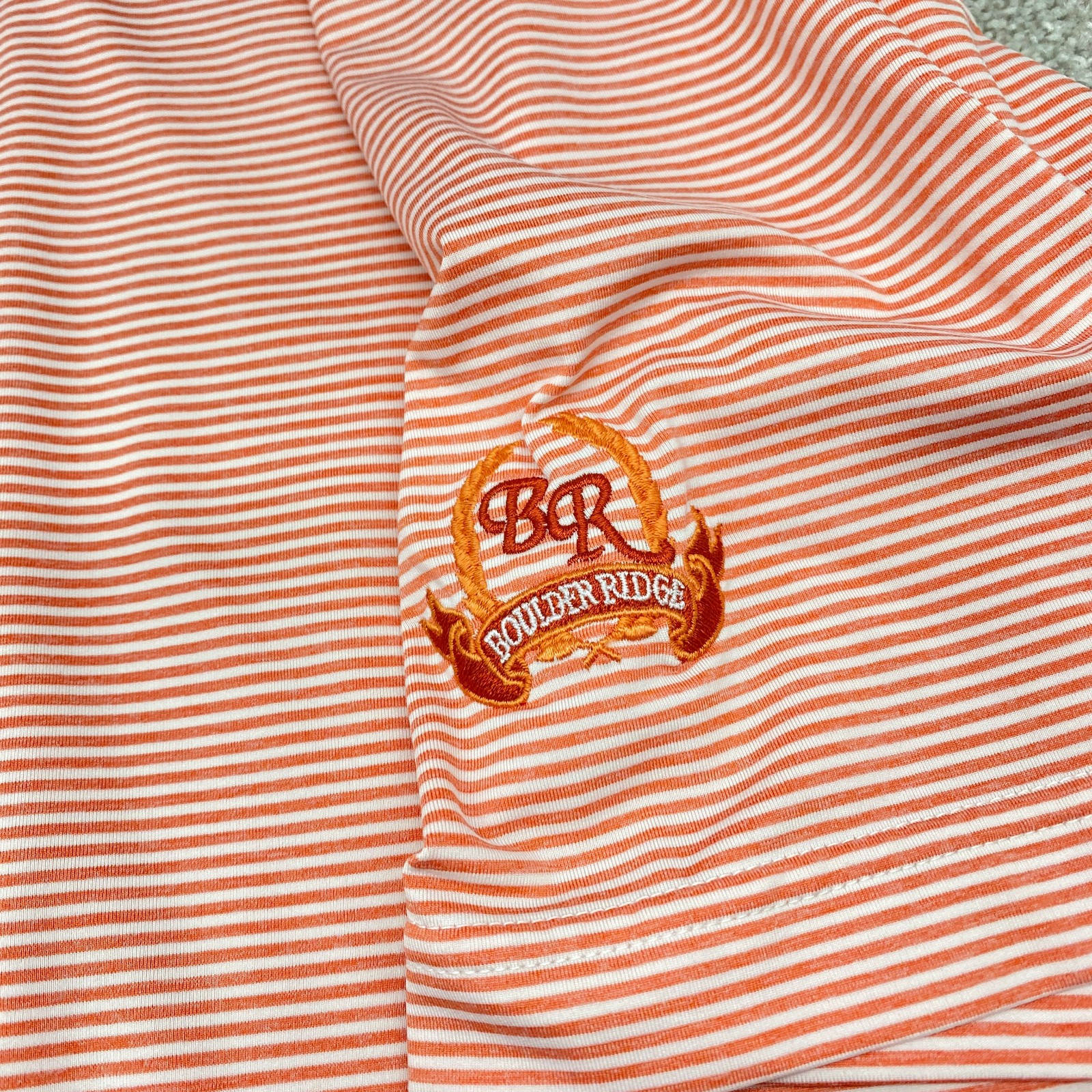 FootJoy Golf Polo Shirt Short Sleeve Men’s 2XL Orange White Striped 6670