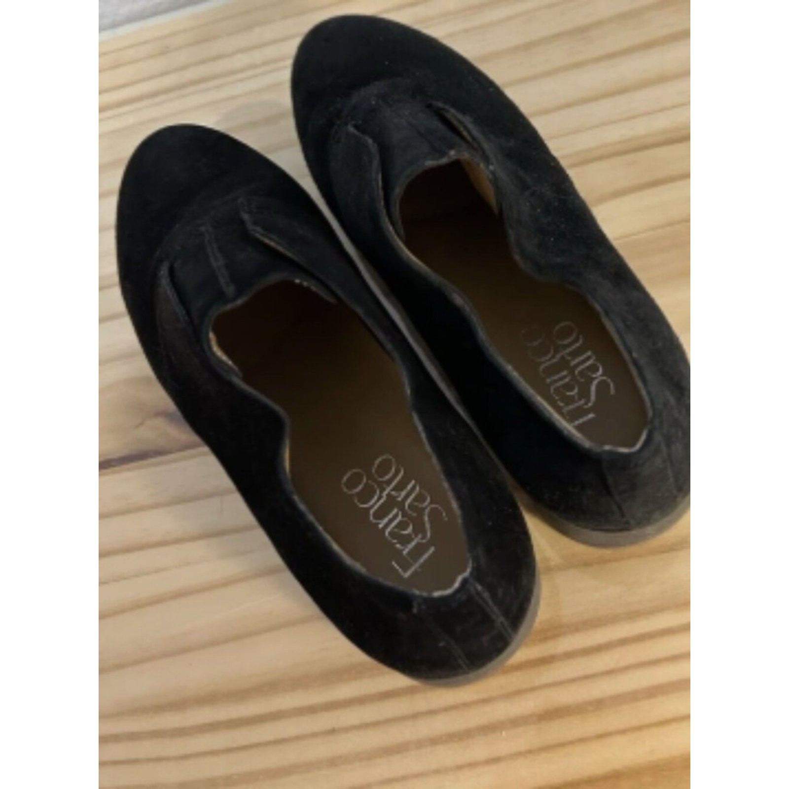 Franco Sarto “Lucille” Black Suede Leather NWOT Slip On | Venetian Flat 6.5 M