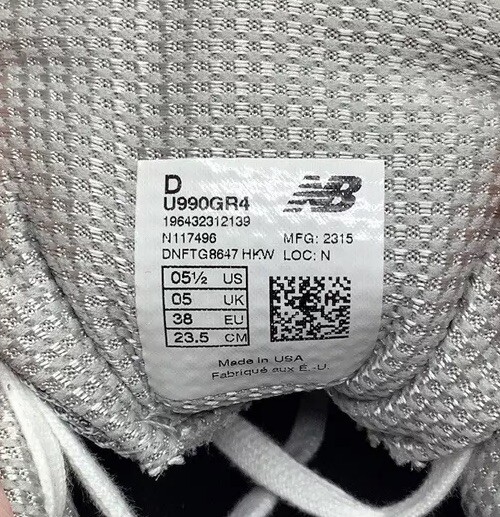 Size 5.5D – New Balance 990v4 “Made in USA” Low Grey Silver Men’s Sneakers