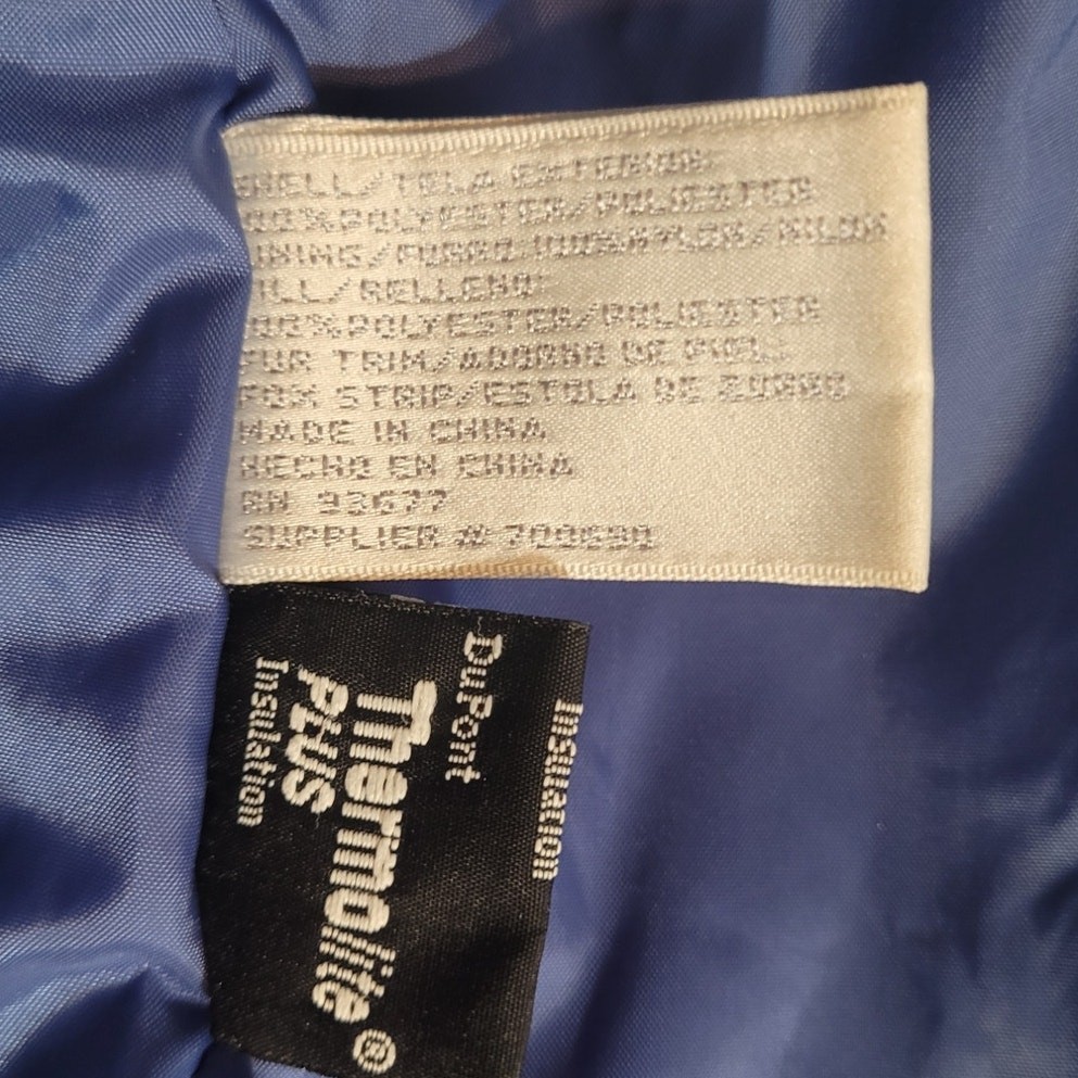 Blue Faux Suede Utility Jacket Thermolite Insulated Lightweight Winter Coat