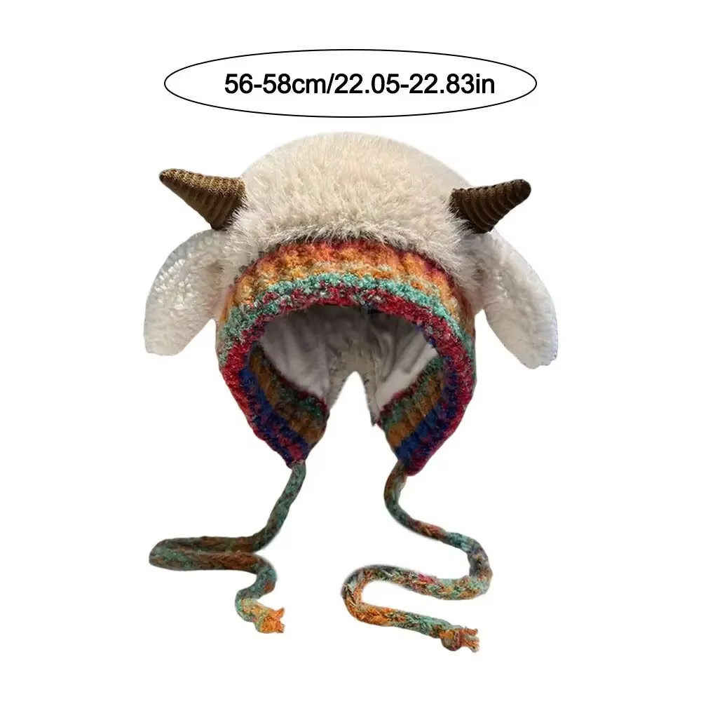 Cute Thick Plush Knitted Hat Girls Winter Warm Ear Protection Beanies Hat Women