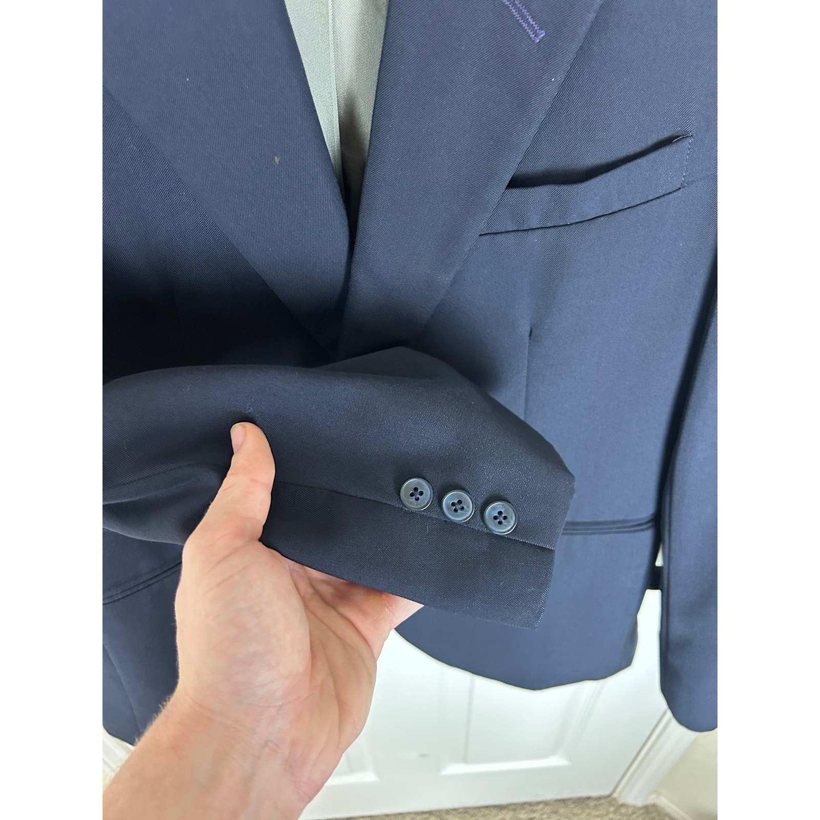 Givenchy Monsieur Wool Blazer — Solid Navy, 4G Logo 40R US