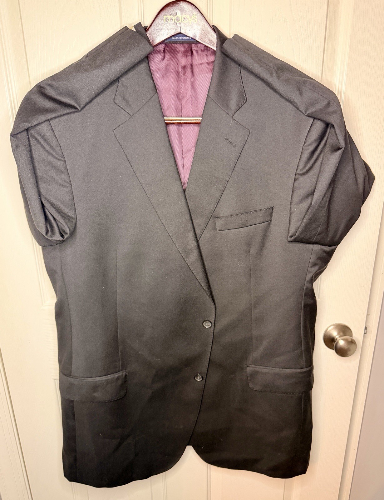Daniel Cremieux Collection Loro Piana Black Wool Twill Blazer 48L Purple Lined