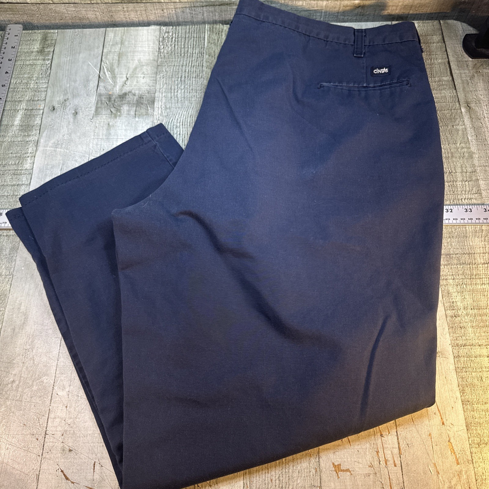 Mens Navy Blue Pants 48×30 Classic Fit Casual Work Chino Flat Front