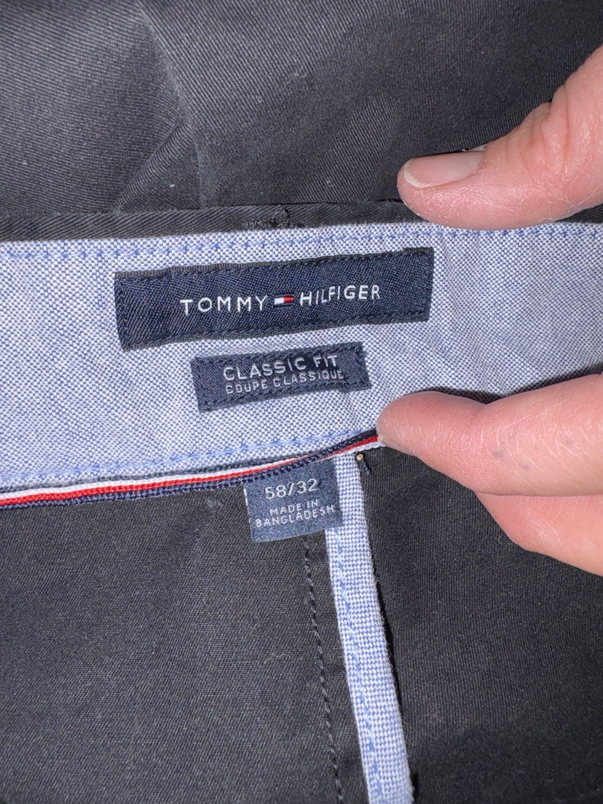 eBay Title: Tommy Hilfiger Classic Fit Chino Pants Men’s 58×32 Black Big Tall