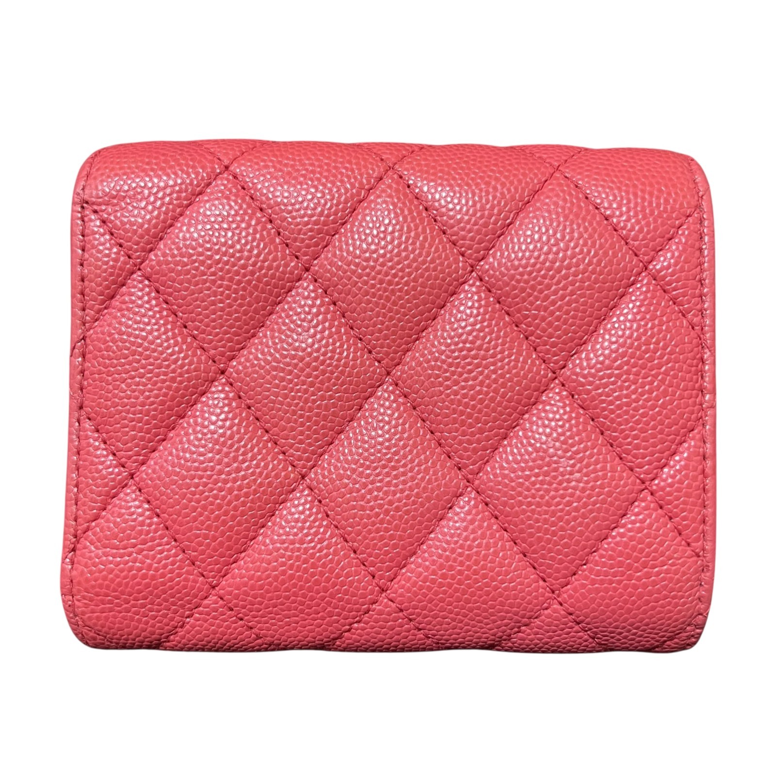 CHANEL Pink Caviar Skin Matelasse CC Logo Flap Tri-fold Small Flap Wallet