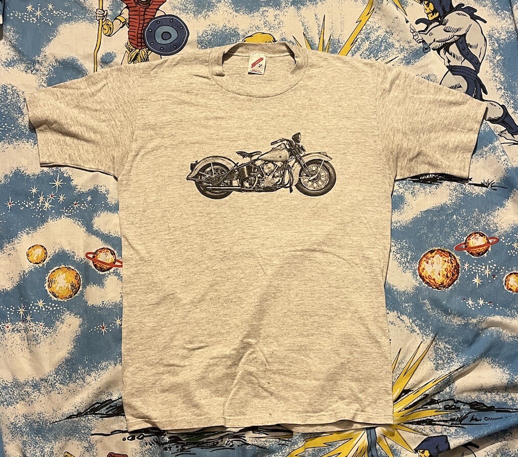 Vintage 90’s Biker Motorcycle Art Tee T-Shirt L JERZEES Single Stitch Harley EUC