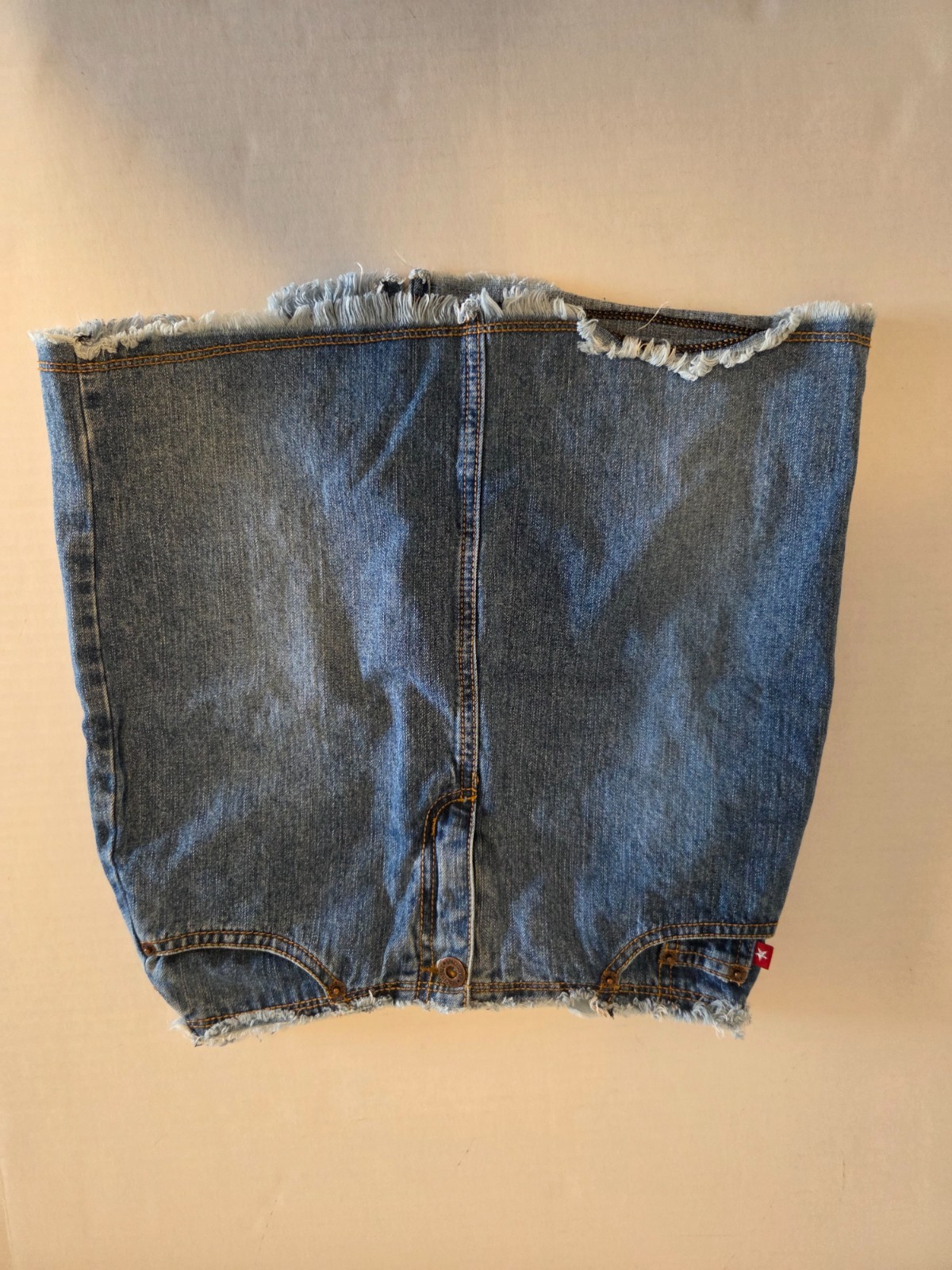 Vintage Y2K Spacegirlz Blue Denim Jean Micro Cotton Mini Skirt Size 11 Low Rise