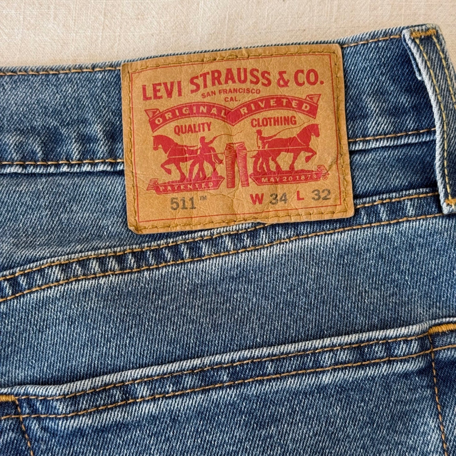 Levis 511 Slim Fit All Seasons Tech Mens Jeans Blue Medium Wash 34×32