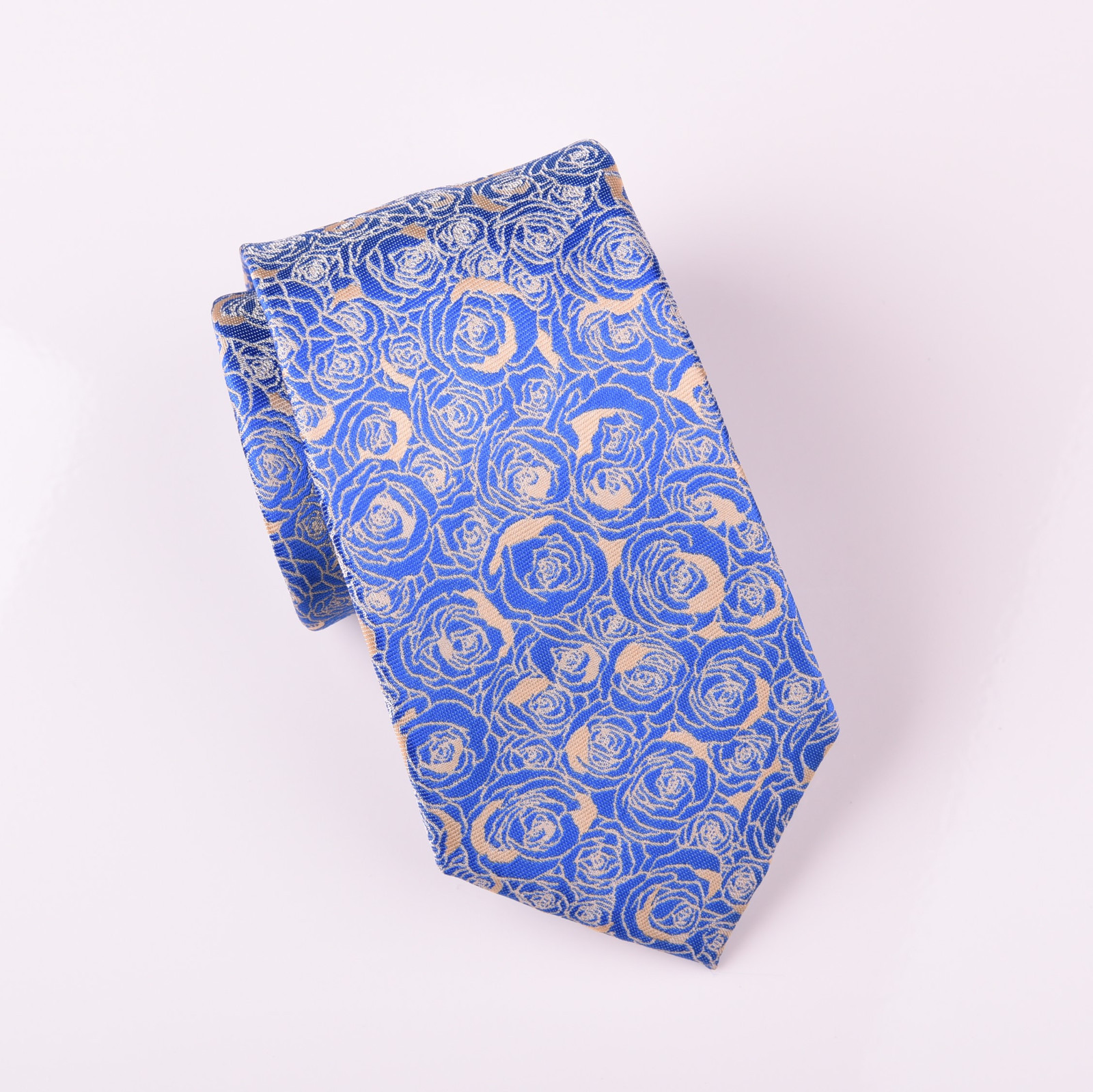 Blue Floral Roses 3″ Skinny Tie 7.5cm Woven Necktie Stylish Formal Party Fashion