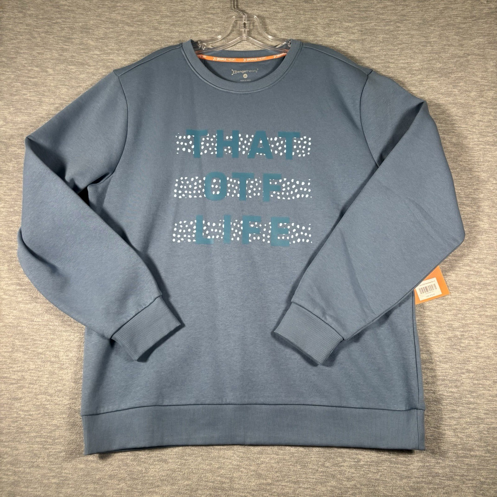 Orange Theory Fitness Crewneck Womens Large Blue New Sweatshirt That OTF Life