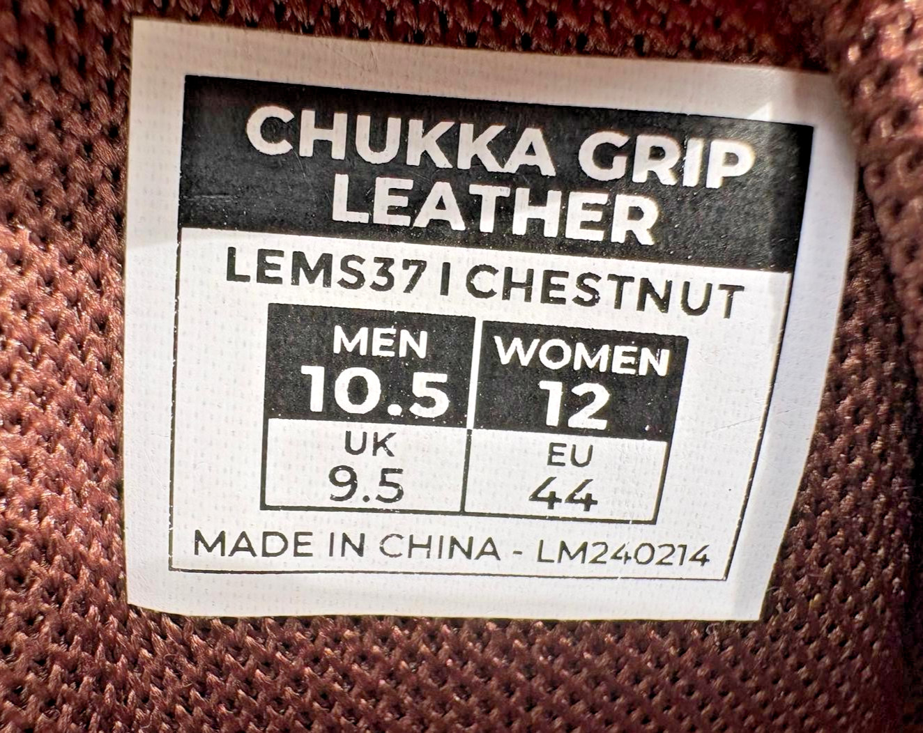 LEMS Men’s Shoes LEMS-37 Chukka Grip Leather Chesnut US 10.5