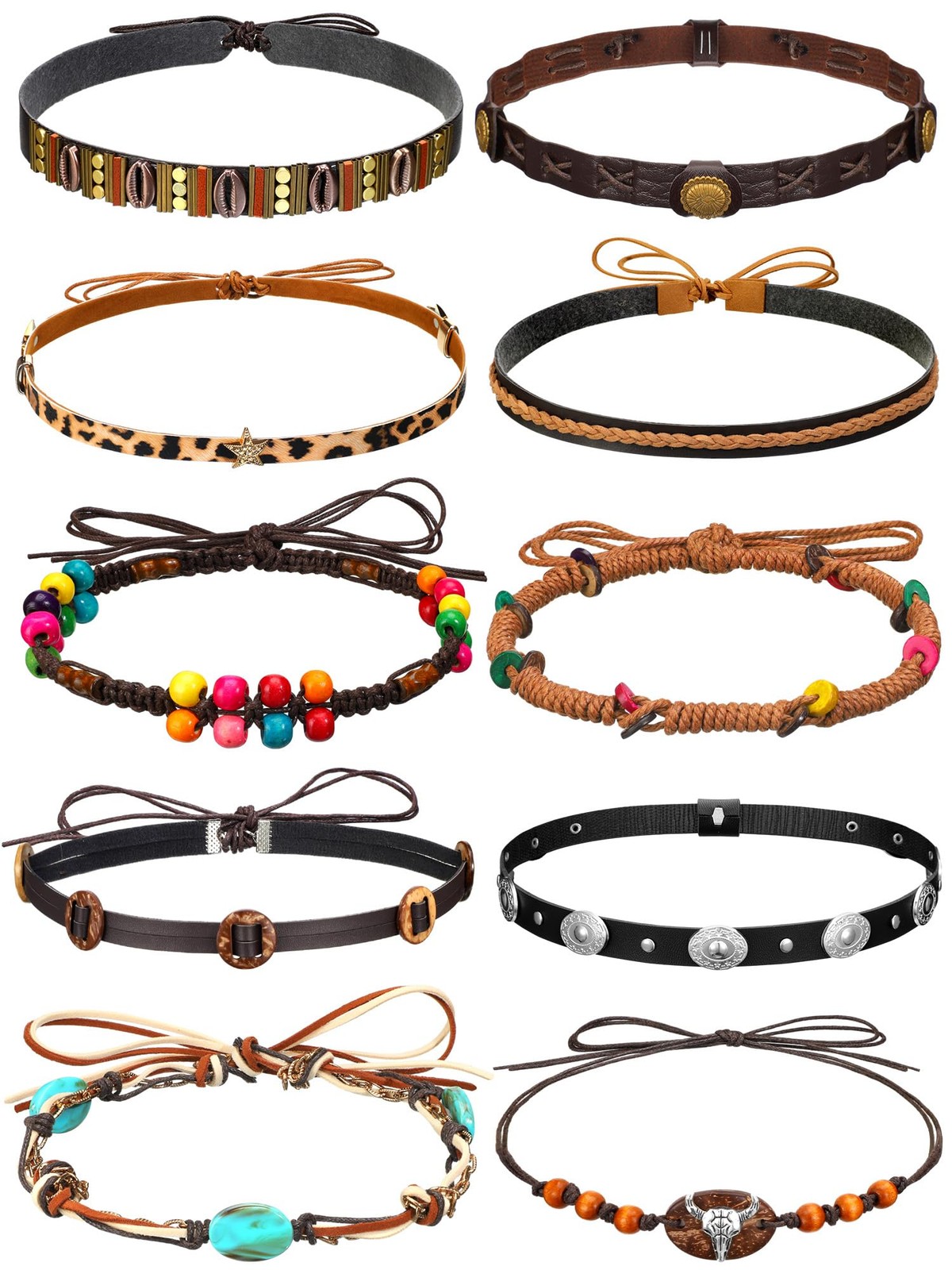 Zeyune 10 Pcs Cowboy Hat Bands 10 Count (Pack of 1), as shown in the picture