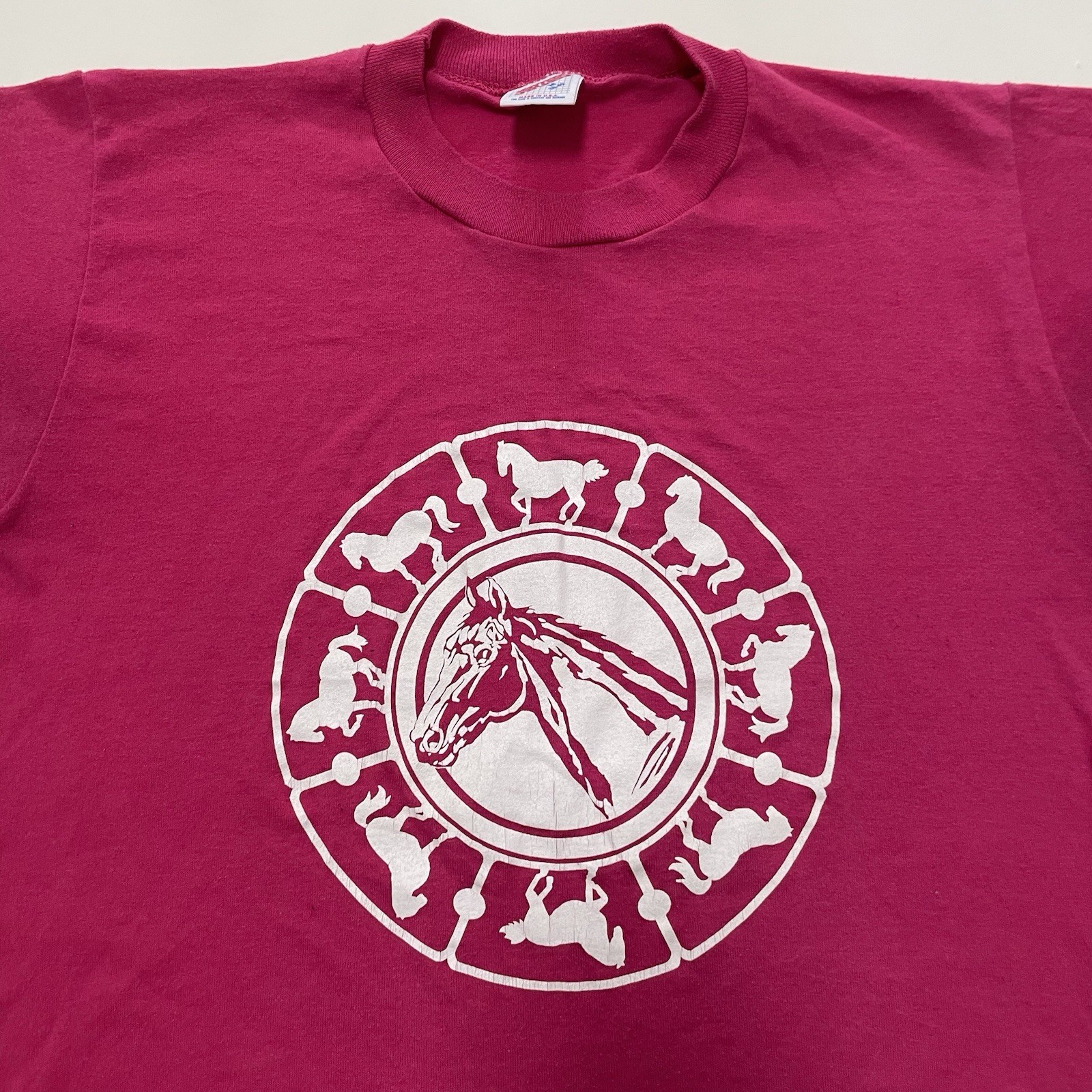 1980s Horses Carousel Vintage Graphic T-Shirt Single Stitch Jerzees Size M