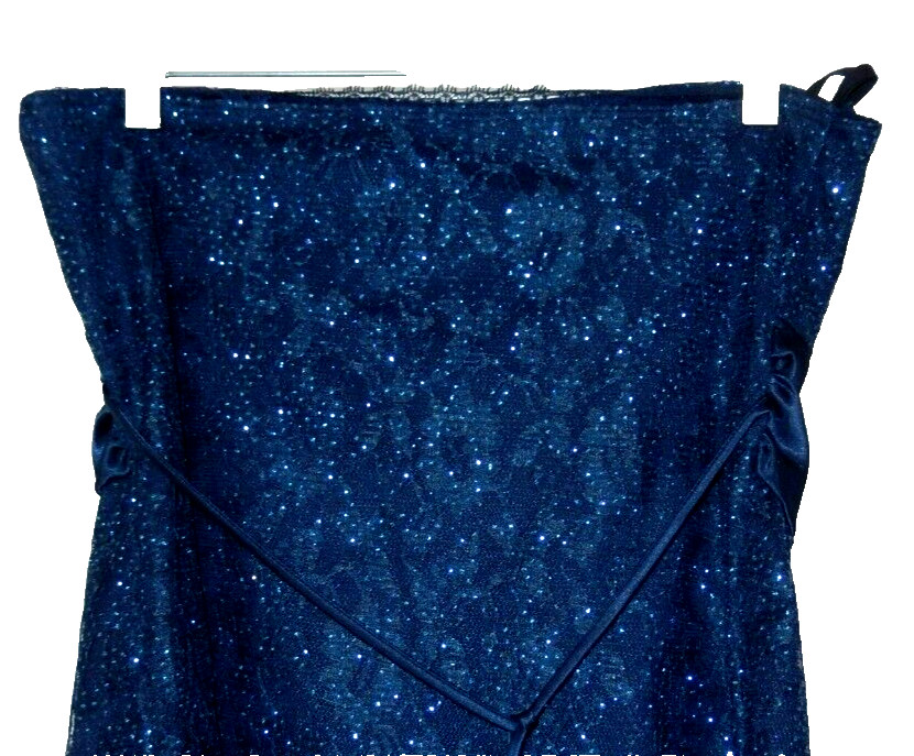 VANITY Sparkle Lace Overlay Sleeveless Top Blouse w Satin Sash & Rear Ties-L
