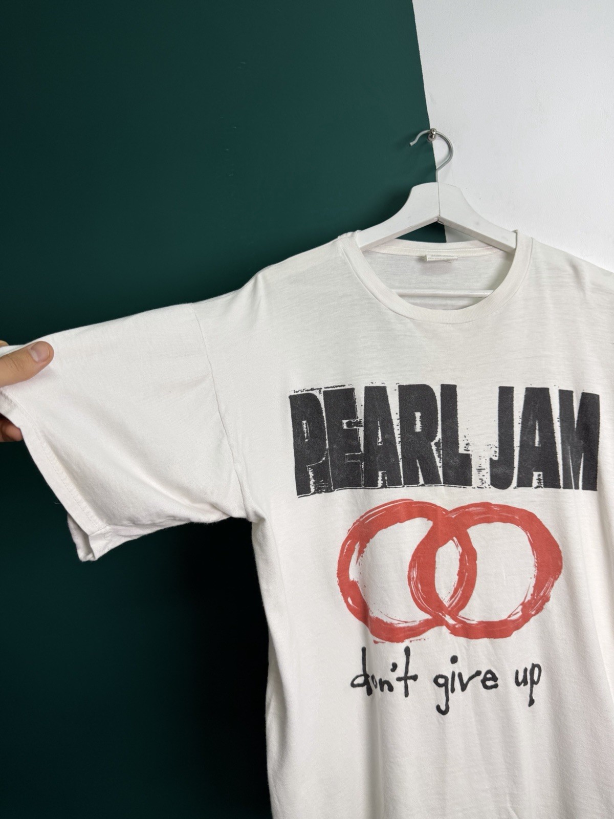 Pearl Jam Don’t Give Up 1992 European Summer Tour White Graphic Band T Shirt XL