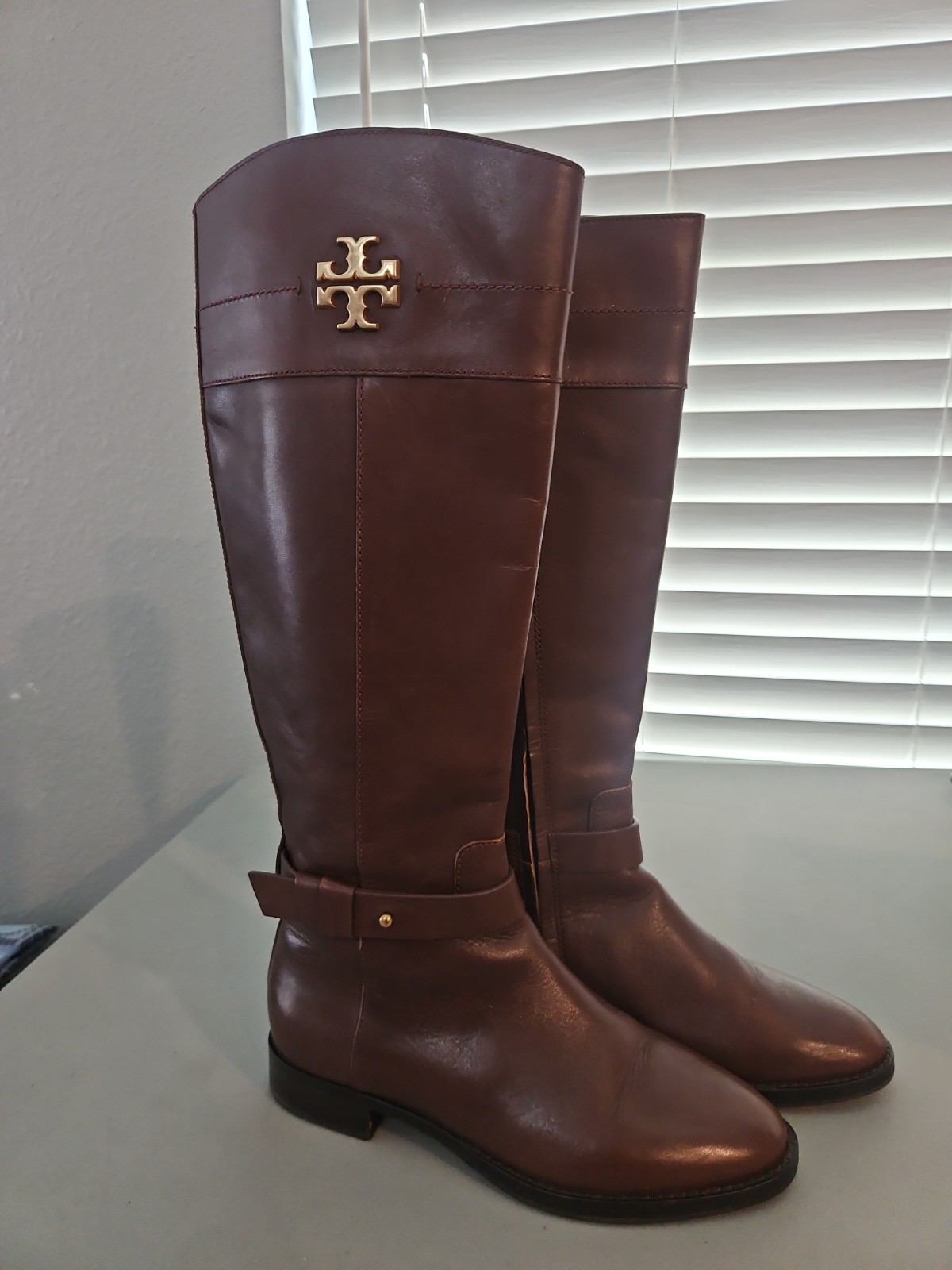 Tory Burch Everly Knee High Boots Riding Boots Size 6.5 Brown Leather