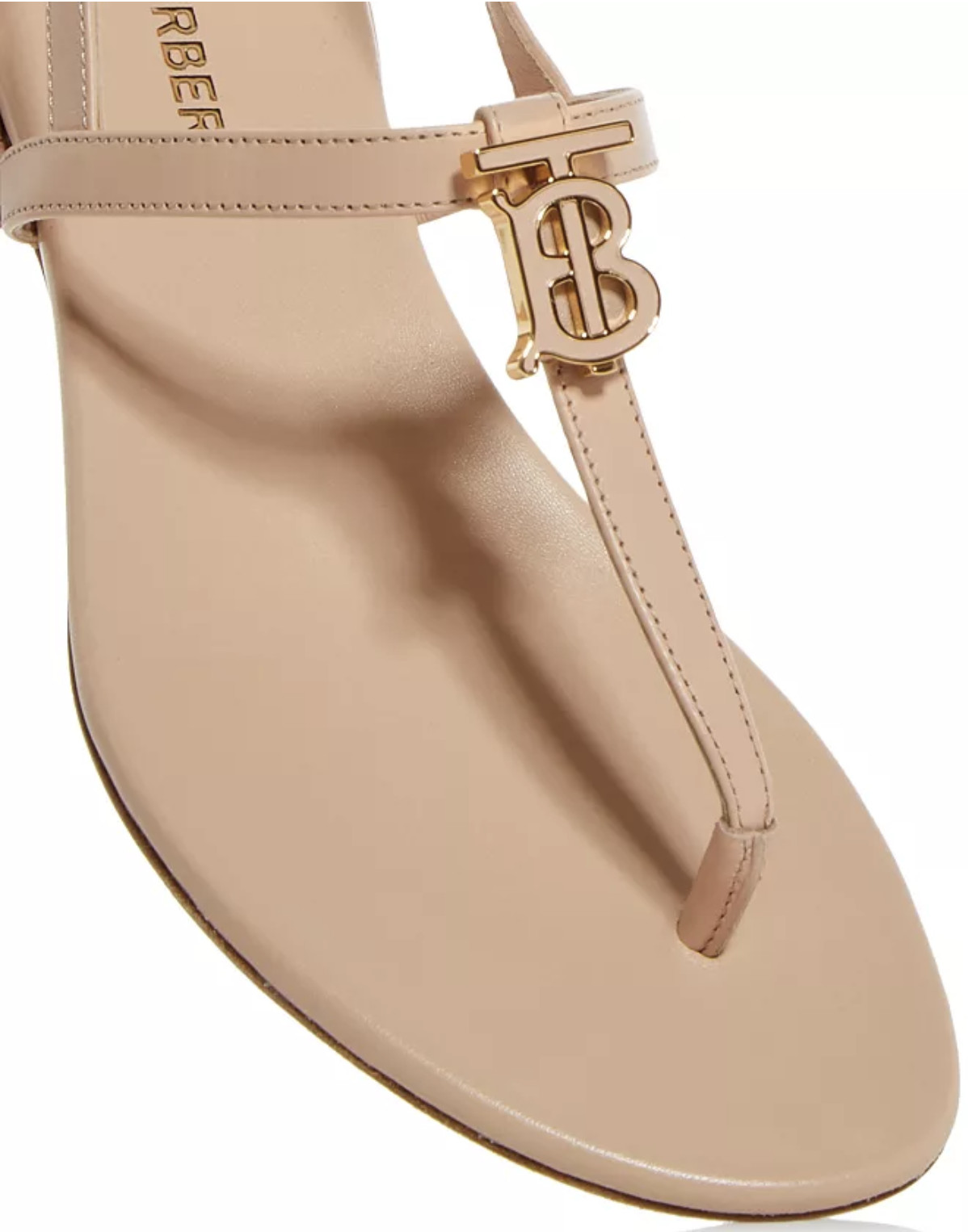Burberry Emily T-Strap Leather Sandal, Pale Nude – Retail $720