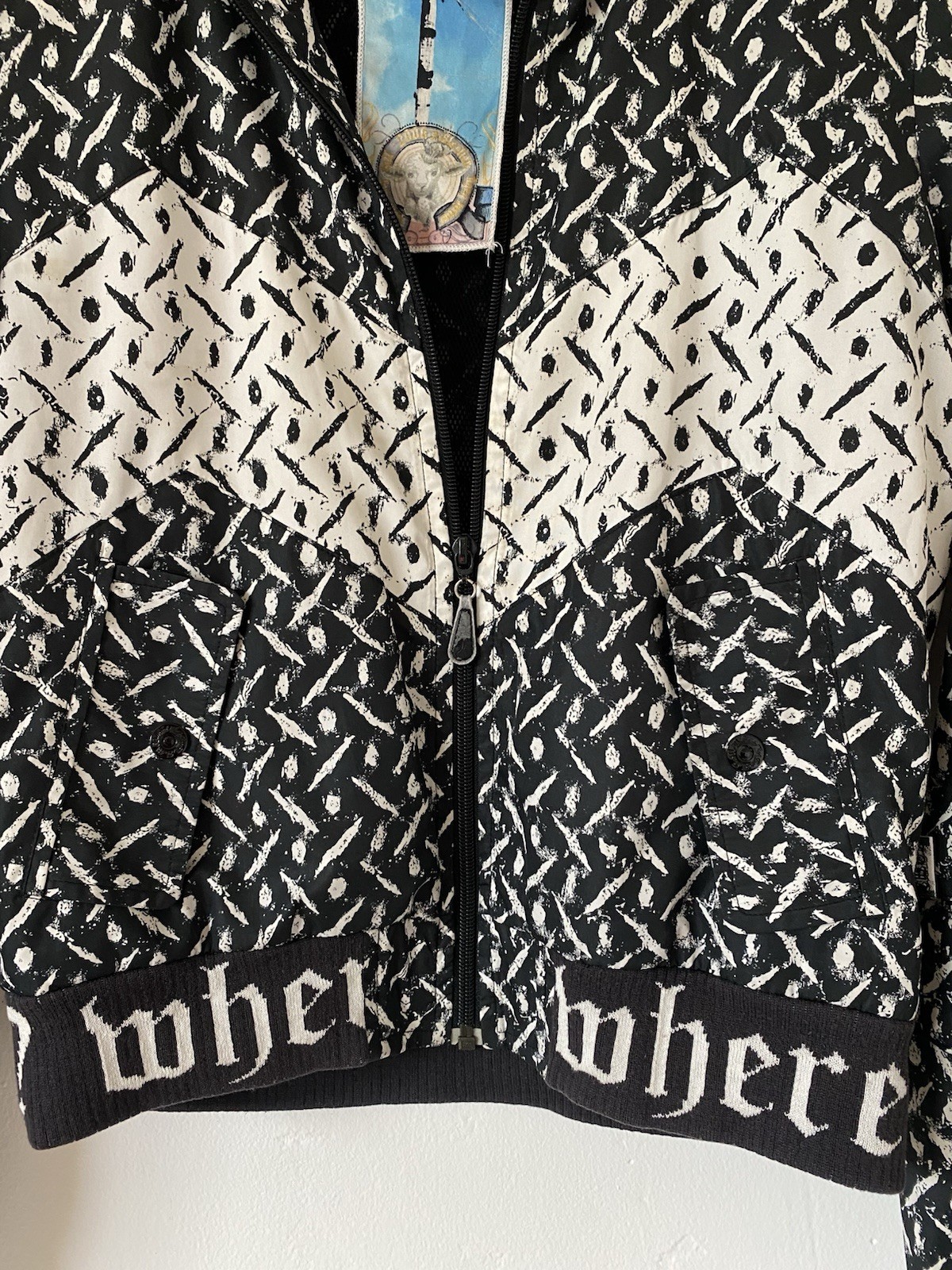 L.A.M.B. Fall 2006 Black White Chevron Windbreaker Jacket Gwen Stefani Rare Med.