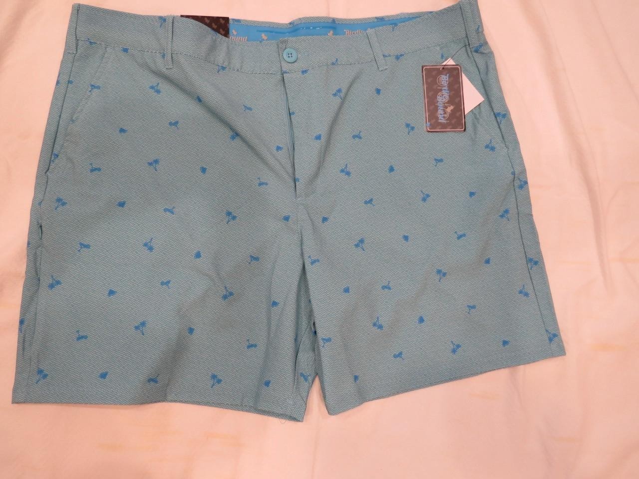 Men’s Birdie Bound TEAL Blue Shorts Size 44, Inseam=7, Length=19 NWT