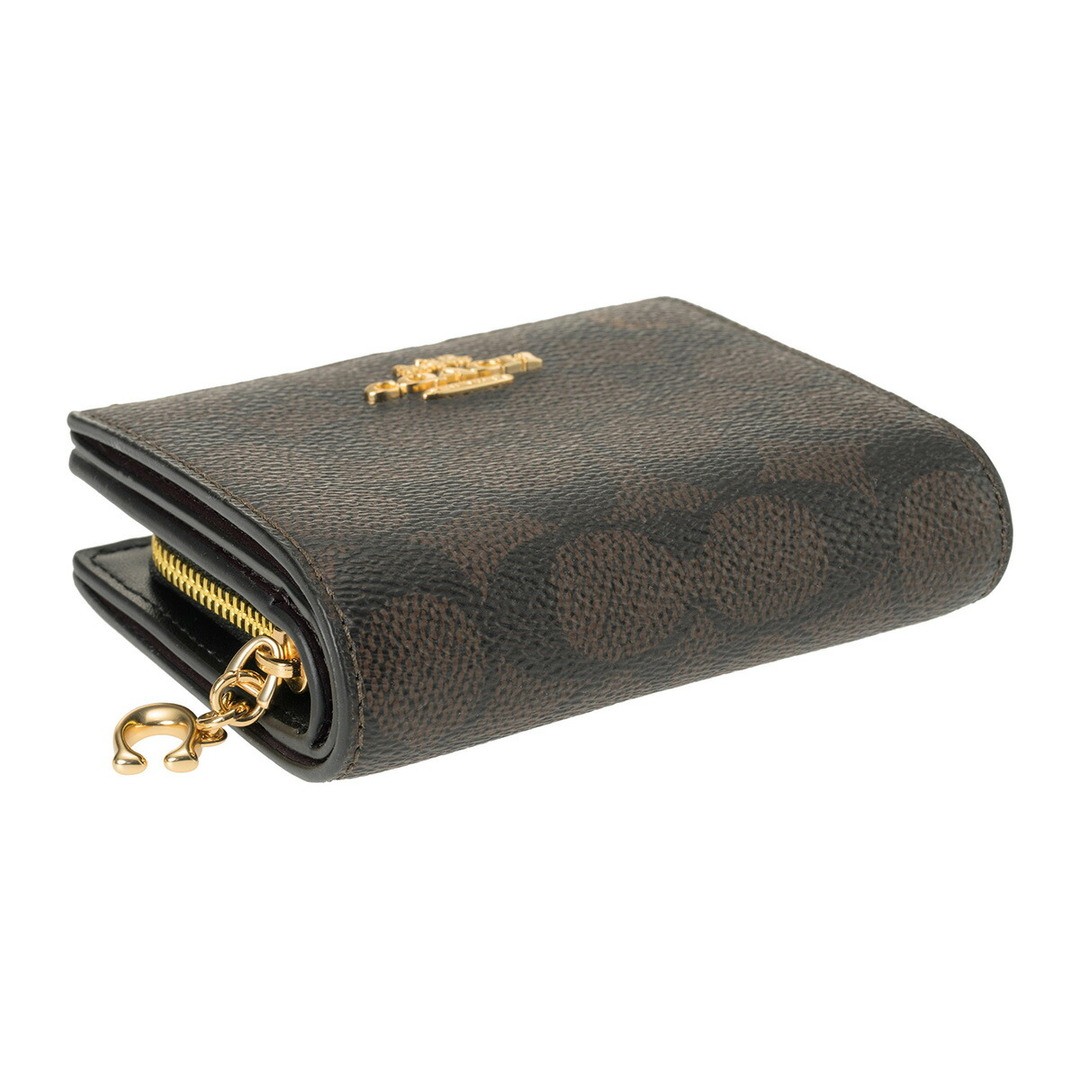 New COACH Bi Fold Wallet Snap Wallet Walnut Black