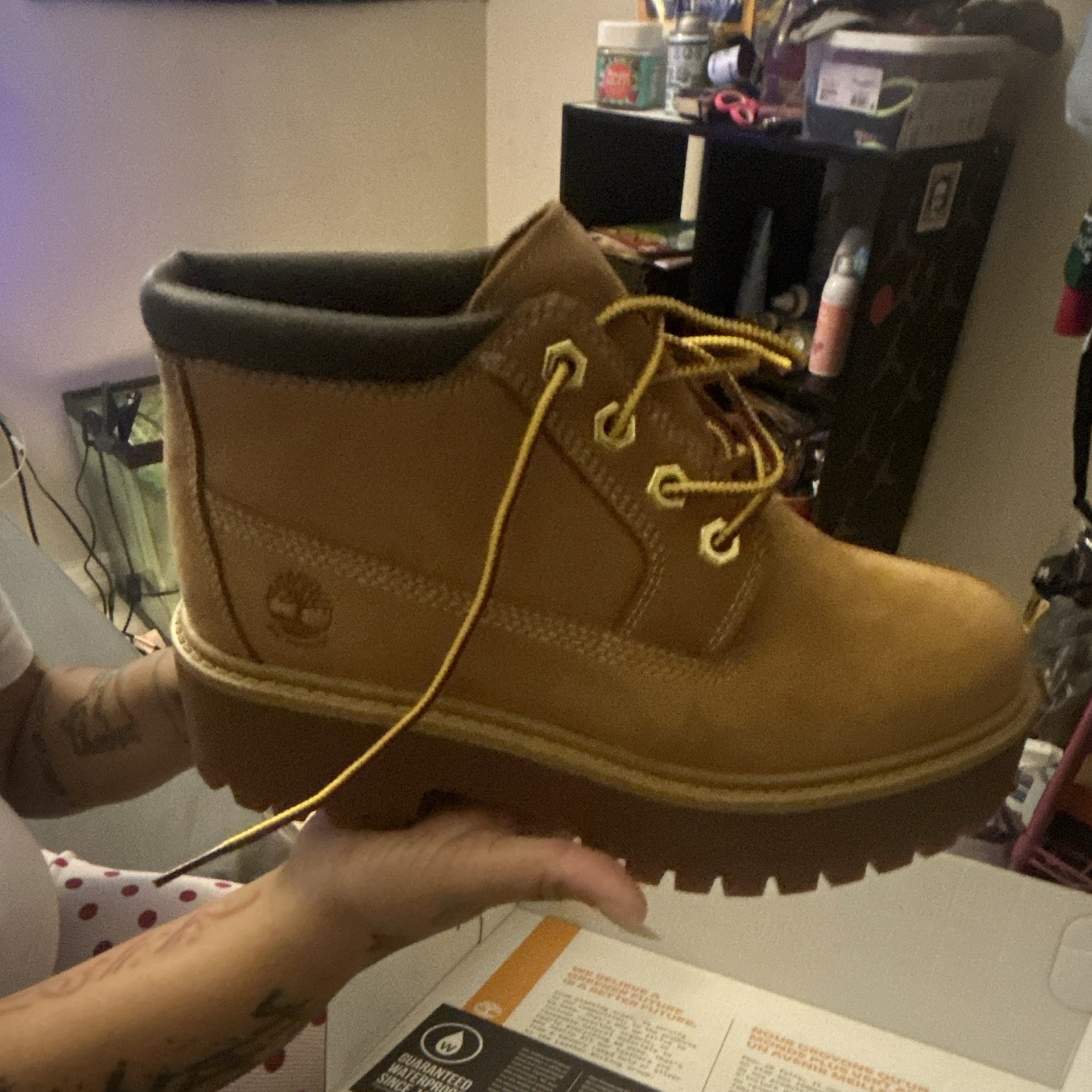 Timberland Stone Street Mid LC Waterproof Wheat Nubuck Boot Kids 3.5 M