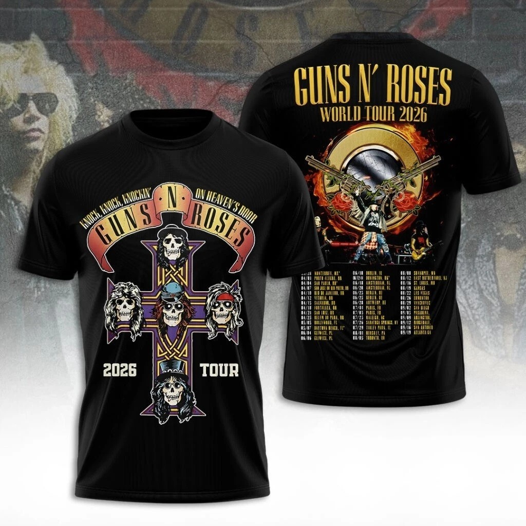 Guns N Rose World Tour 2026 Rare Design 3D Print Unisex T-shirt WA5880