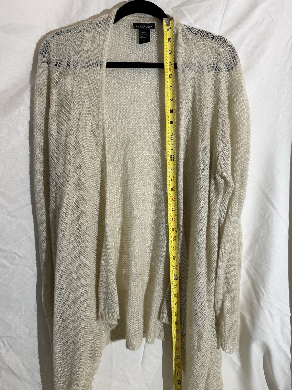 Lane Bryant Plus 18/20 Ivory Solid Knit Long Sleeve Cardigan Sweater #049