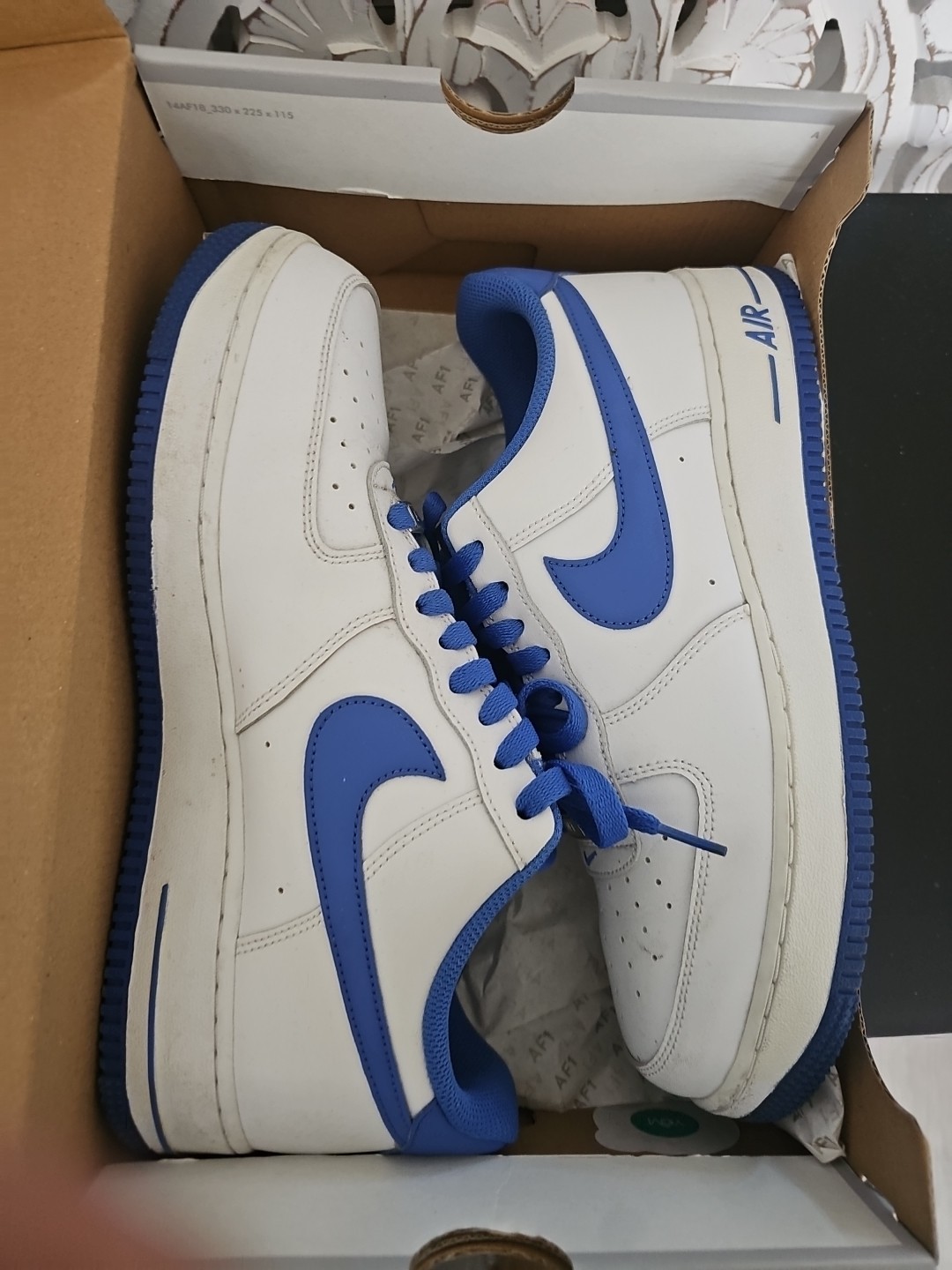 Nike Air Force 1 ’07 Low Men’s Sneakers White/Medium Blue, Size 10M, DH7561-104